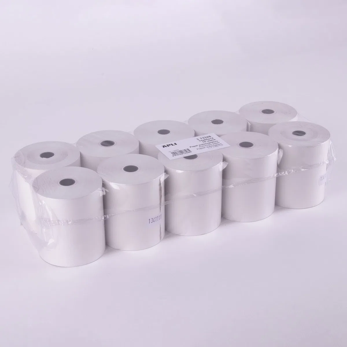 APLI 13328- Pack de 10 Rollos de Papel autocopiativo, Blanco, 75 x 65 x 12 mm