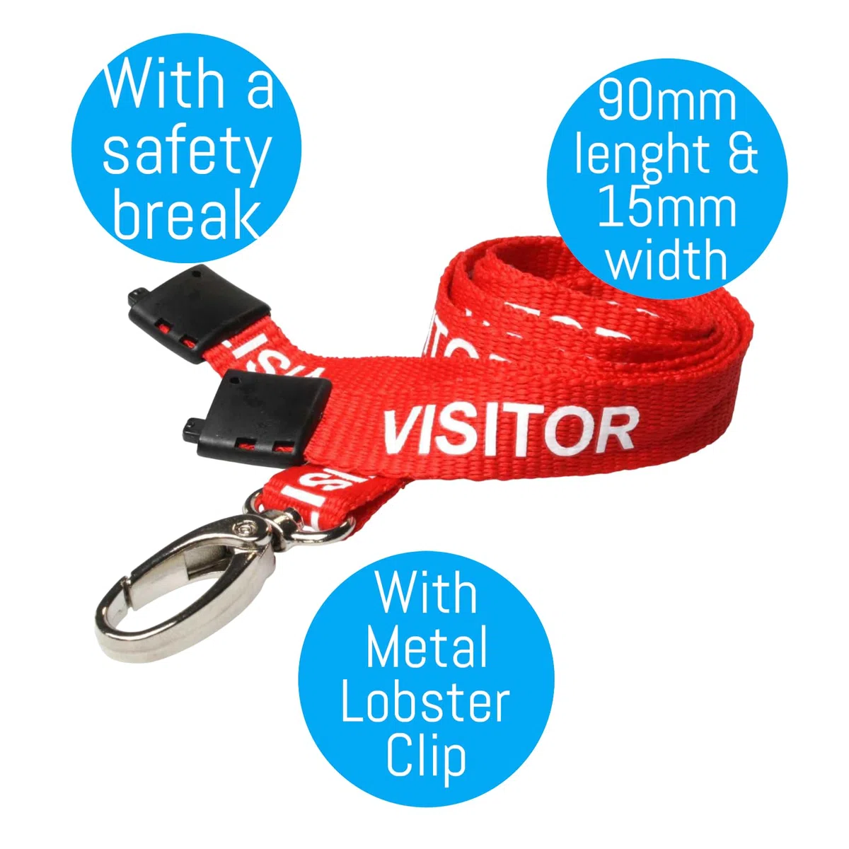 ID Card IT Vistor - Colgante de tarjetas de identificación (clip de metal, 10 unidades), color rojo