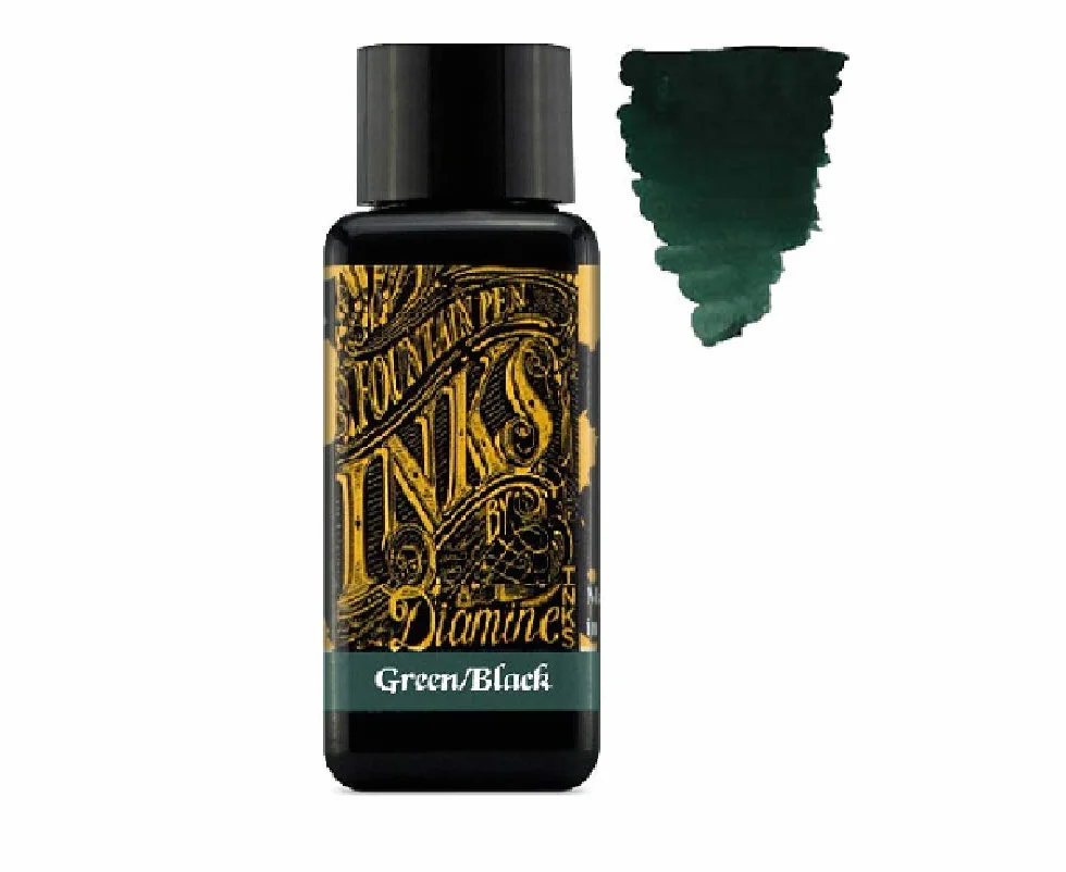 Diamine - Tinta para pluma estilográfica, 30 ml, color primario, 3 botellas – Oxblood & Oxford Blue & Green Black