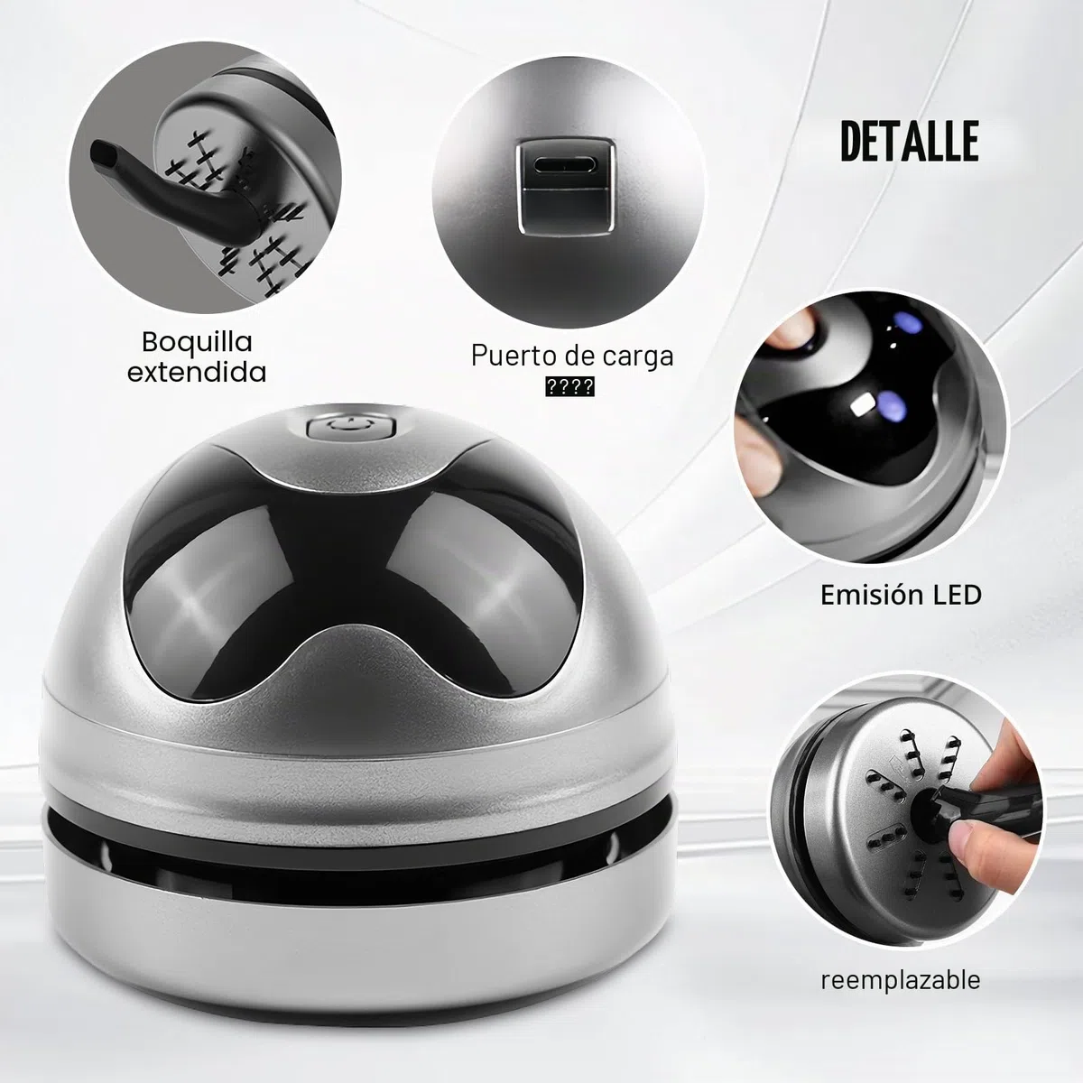 SPORWAY Aspiradora de mesa mini aspiradora de mesa, pequeña aspiradora de mano USB recargable aspiradora, alta potencia de succión limpiador de polvo eléctrico soplador de PC para teclado escritorio