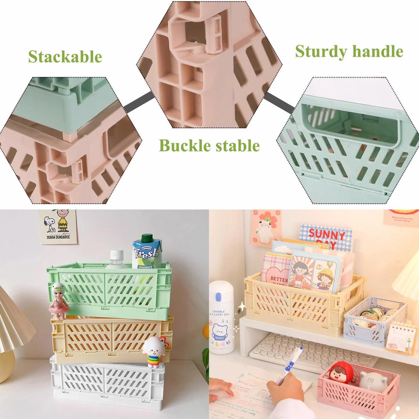 5 PCS Cajas Almacenaje Plastico Plegable, Cajas Plegables Plastico 20x15x9cm, Mini Cestas Plegables 15x10x5,7cm, Portátiles Cajas Plegables Camping, Caja Plegable Colores