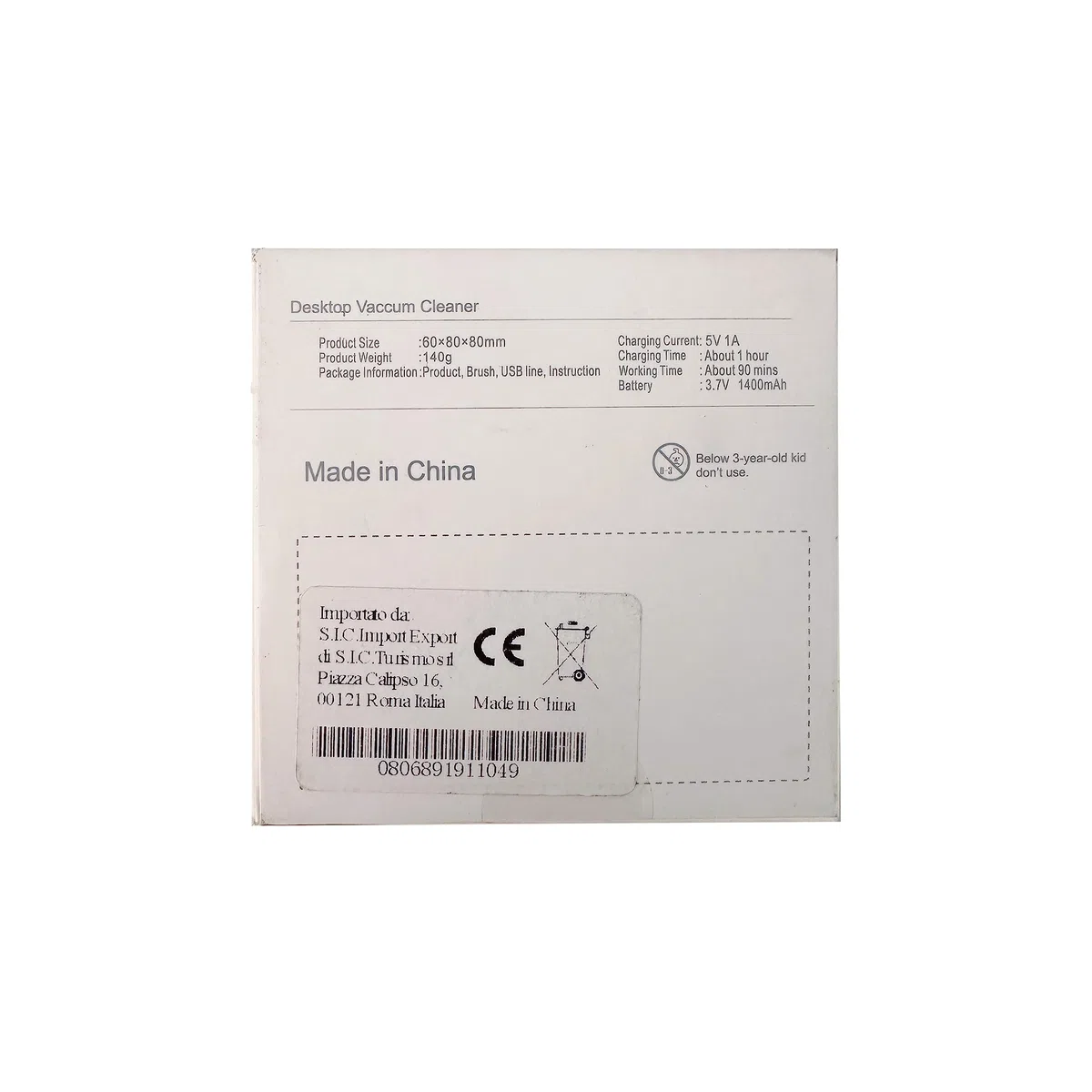 S.I.C Sci Mini aspiradora de Escritorio, aspiradora de Escritorio Recargable inalámbrica, barredora de lápiz, virutas de Goma, Confeti, Teclado, Coche, Escritorio (Negro)
