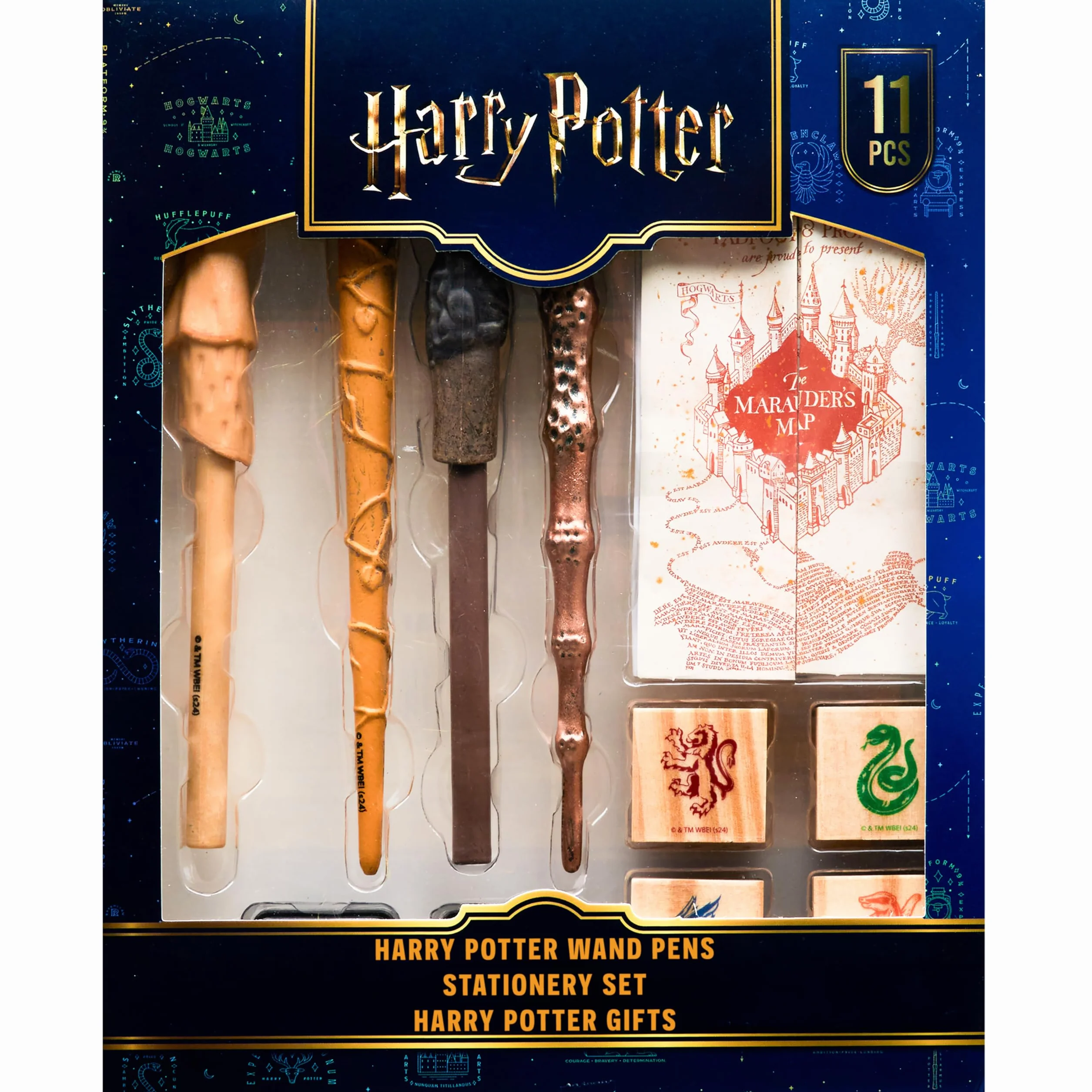 HARRY POTTER Bolígrafos Varitas Papelería con Mapa De Merodeador Hogwarts Sellos Kit y Juego de Tinta