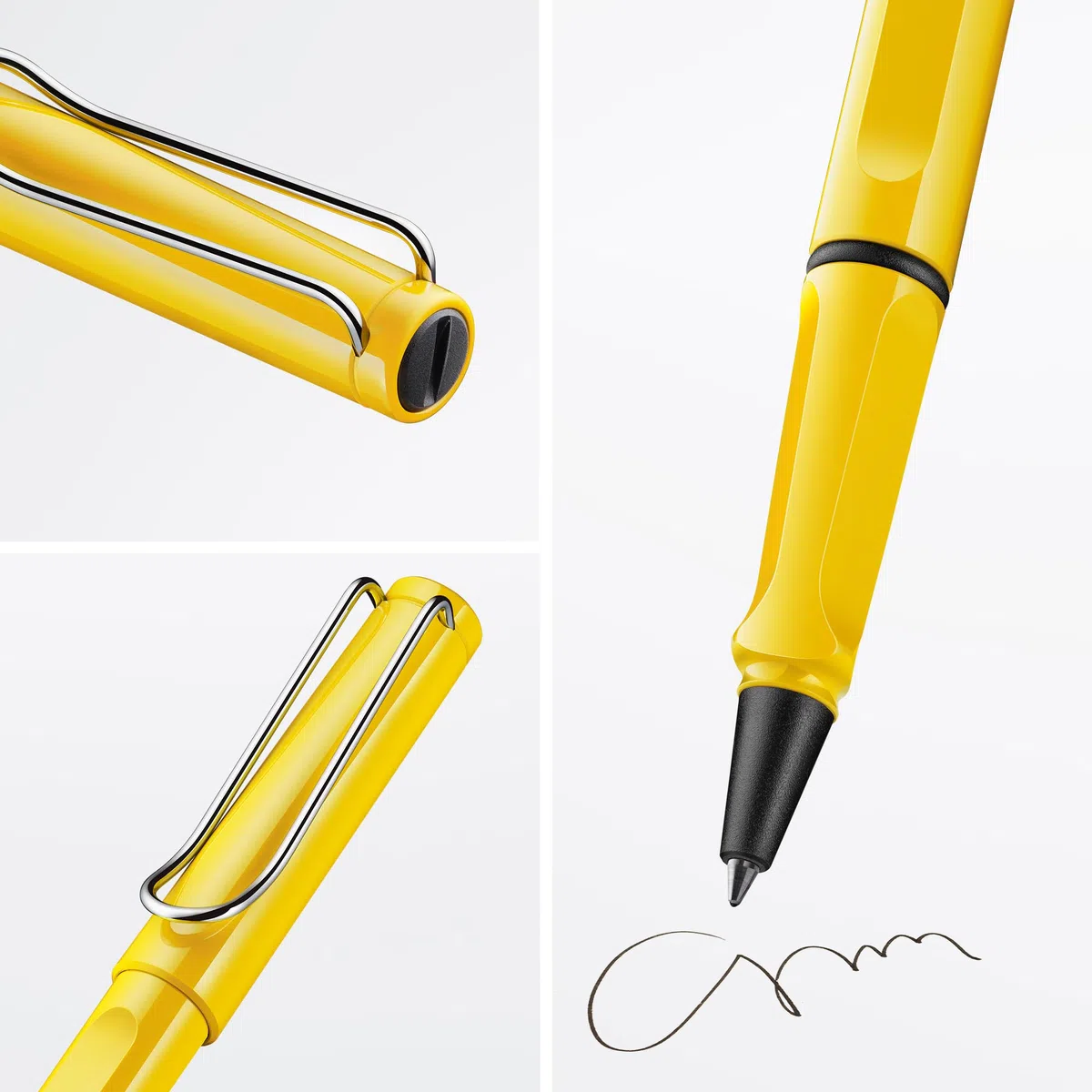 Lamy safari yellow - Bolígrafo roller con empuñadura ergonómica, ancho de trazo M - para una escritura larga y agradable - hecho de plástico robusto ASA - con recambio roller M 63 en azul