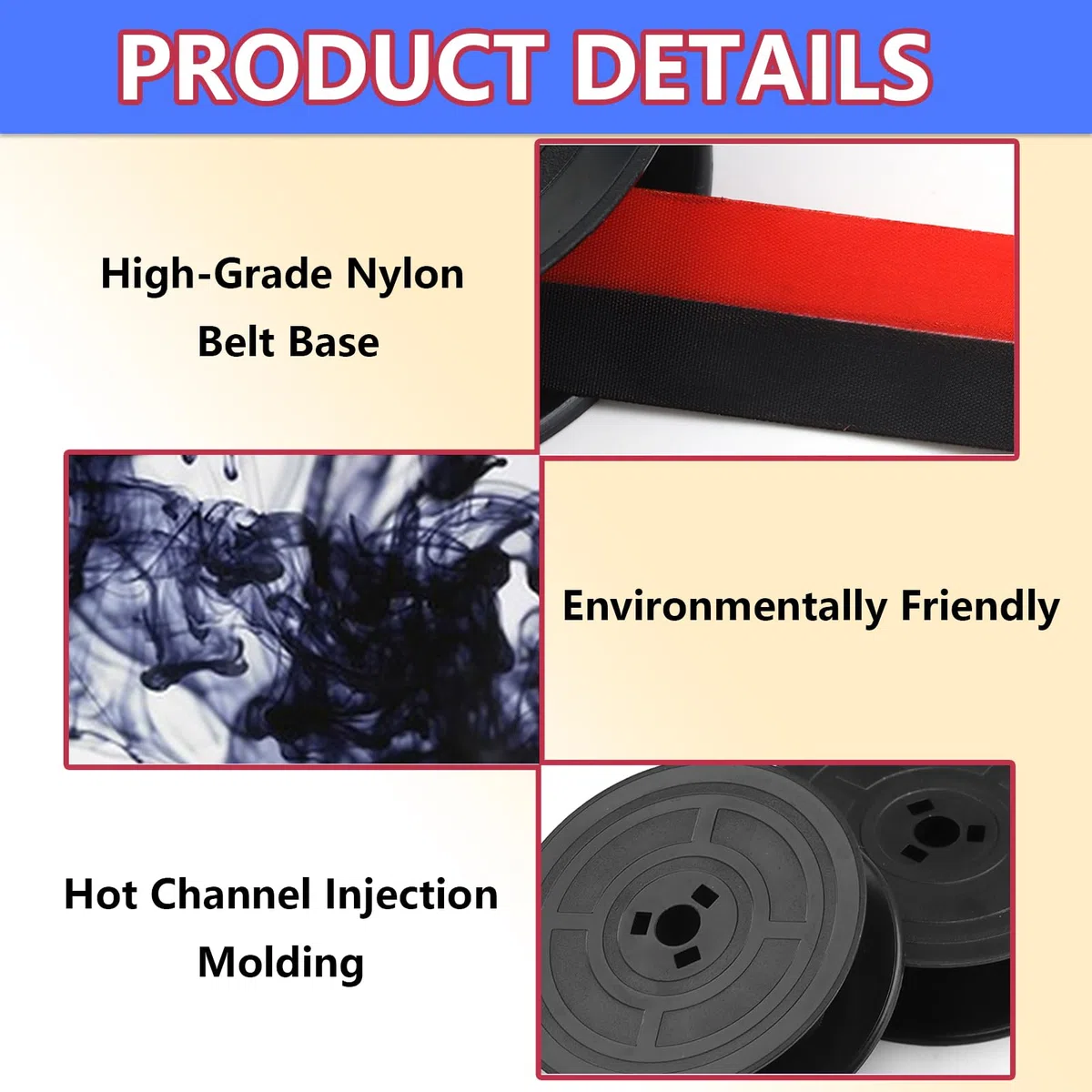 2 Pack Cinta para Máquina de Escribir, Cintas Fiables para Máquinas de Escribir de Nylon de Alta Resistencia Compatibles con la Mayoría de Máquinas Olivetti GR4 fuerte absorción de tinta (2)