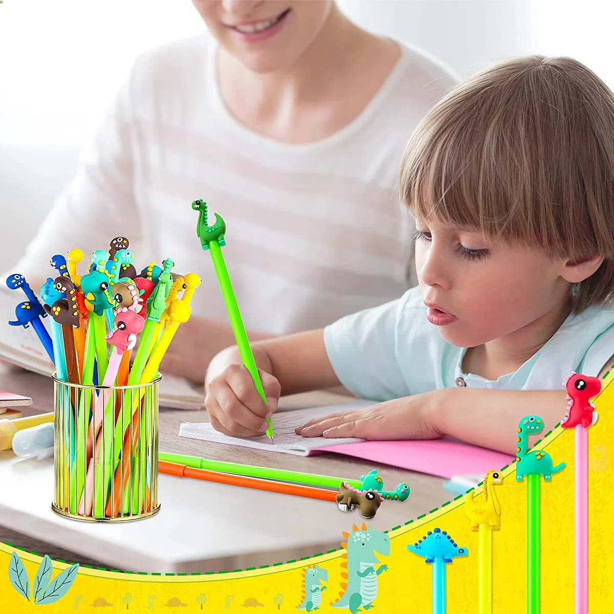 KAHEIGN 80 Piezas Bolígrafos de Tinta de Gel de Dinosaurio, 16 Estilos Lindos Bolígrafos de Tinta de Gel de Dibujos Animados Bolígrafo Fríos de Tintas Negra de 0,5mm Divertidos Bolígrafo de Tintas