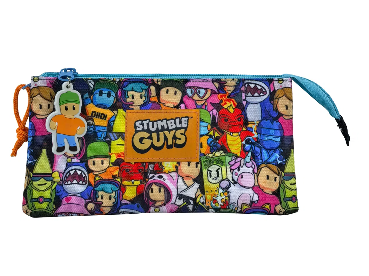 CYPBRANDS Stumble Guys, Estuche Triple, Portatodo, 5 Compartimentos, Material Escolar, Estuche Multicolor, Producto Oficial