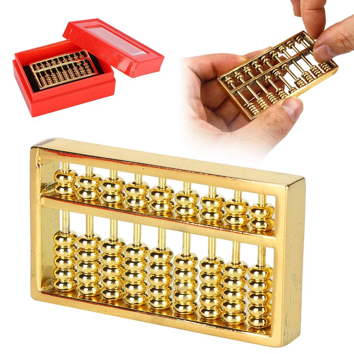 Yosoo Mini ábaco Antiguo Chino, 9 Engranajes, Herramienta de Cálculo de ábaco Matemático, Aprendizaje Educativo para Niños y Adultos, Buena Suerte, Adornos Ricos