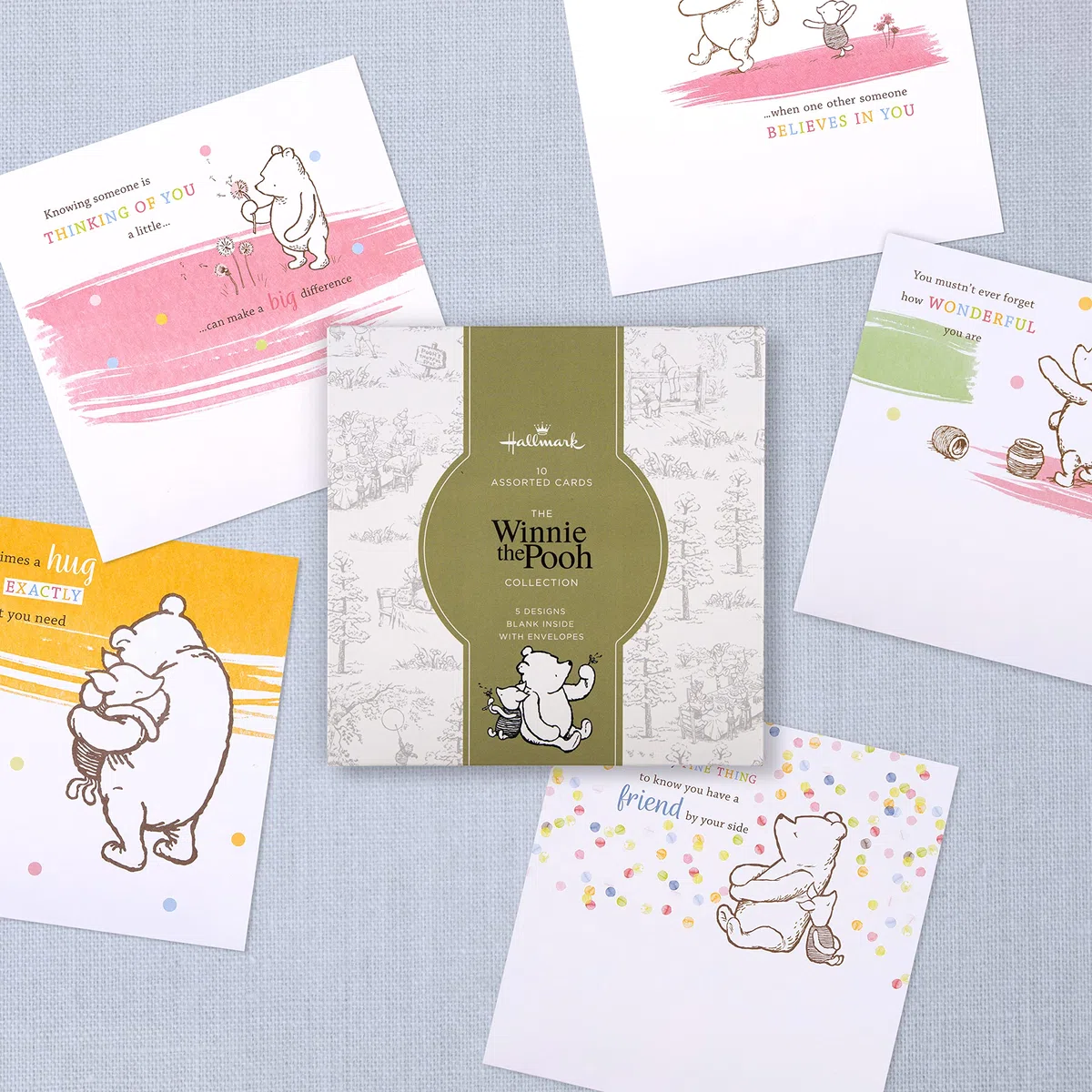 Hallmark Tarjetas surtidas – Multipack de 10 en 5 diseños de Winnie The Pooh de Disney
