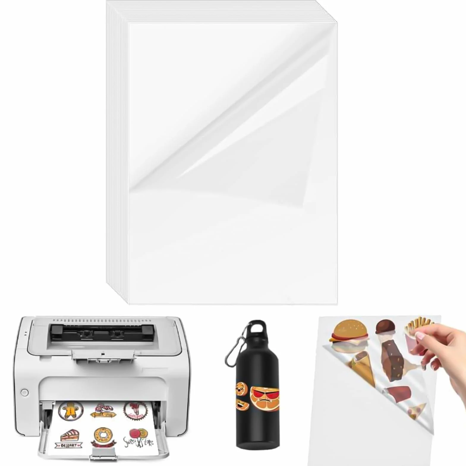 ADERTOS 30 Hojas Papel Adhesivo de Vinilo Transparente para Imprimir A4 Vinilo Imprimible (210 * 297mm) vinilo adhesivo impresora transparente impermeable