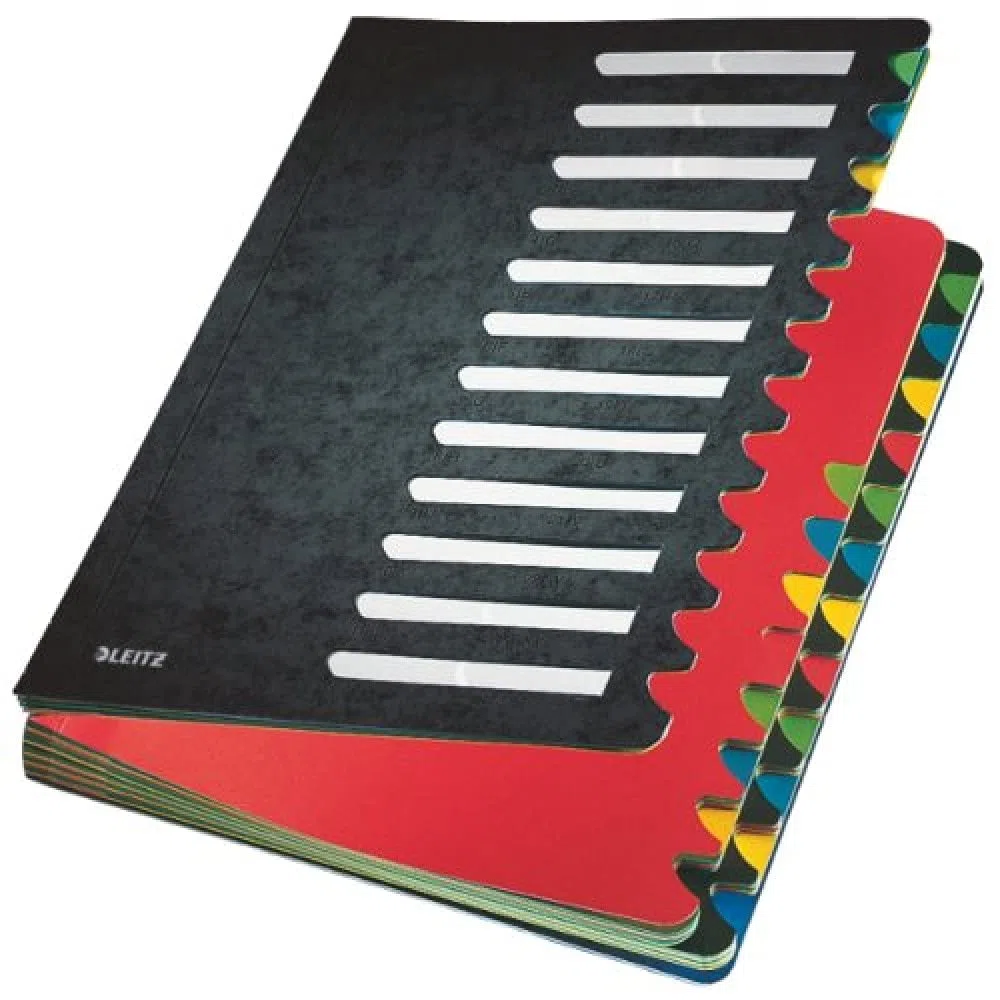 Leitz 59120035 - Archivador rígido de cartón con compartimentos del 1-24 color negro