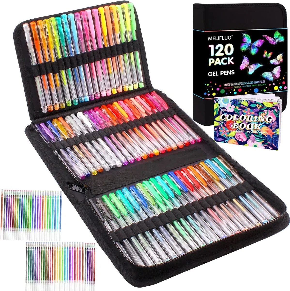 Paquete de 120 Bolígrafos de Gel con Purpurina, 60 Boligrafos Bonitos con 60 Recambios de Bolígrafos de Gel para Colorear Adultos y Dibujar Garabatear, Escribir Manualidades