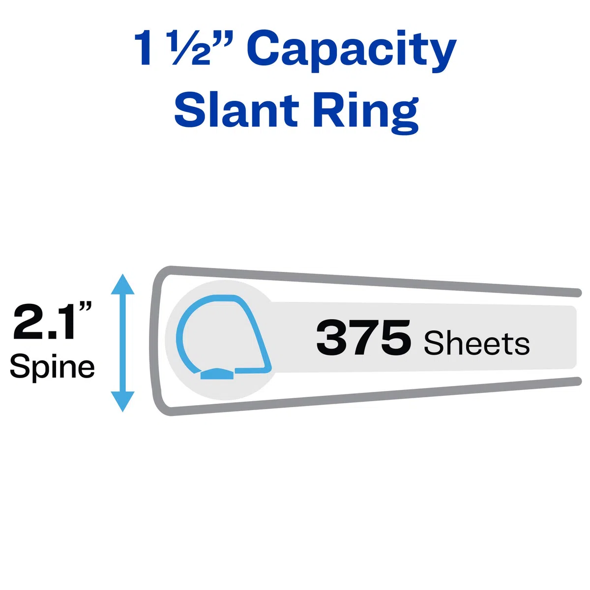 Avery Carpeta resistente de 3 anillas, anillo inclinado de 1.5 pulgadas, capacidad para papel de 8.5 x 11 pulgadas, 1 carpeta azul pacífico (79722)