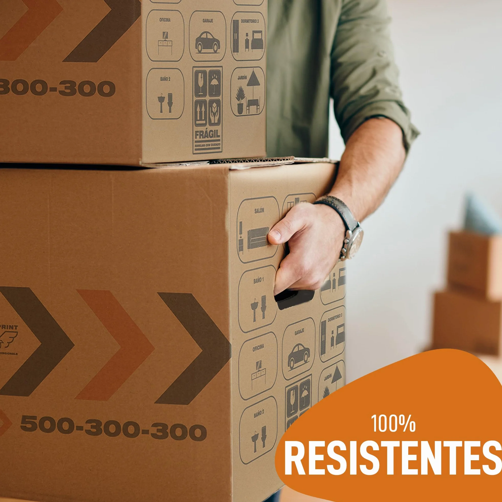 Cajas Mudanza Talla L 45 Litros 50x30x30cm Reforzadas Carton FSC Reutilizables