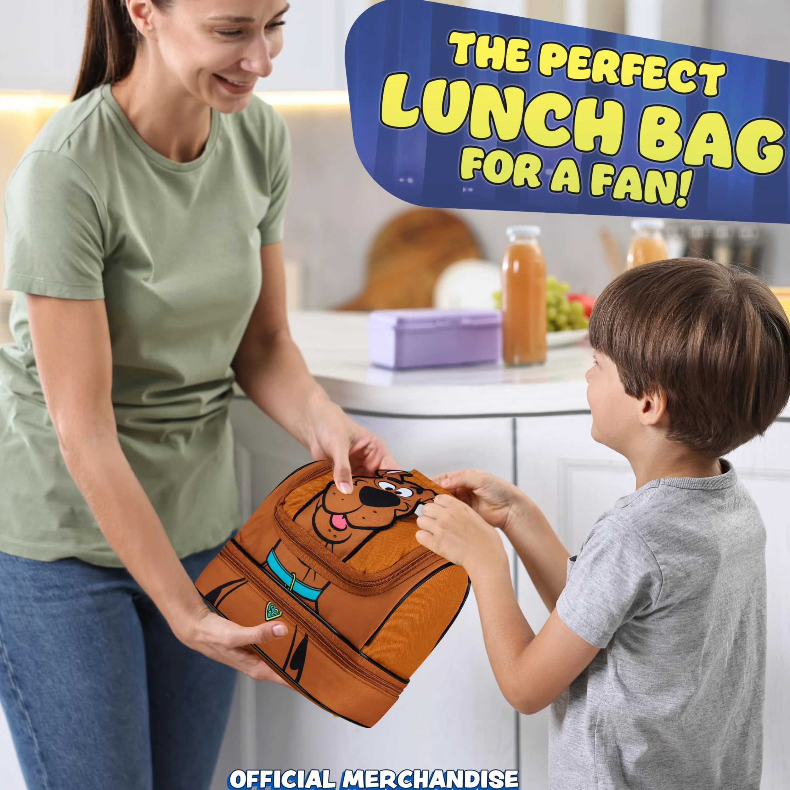Get Trend Scooby Doo Bolsa Termica Porta Alimentos Infantil Bolsa Almuerzo con Compartimentos Nevera Bolso para Escuela Picnic Viajar (Marrón Scooby Doo)