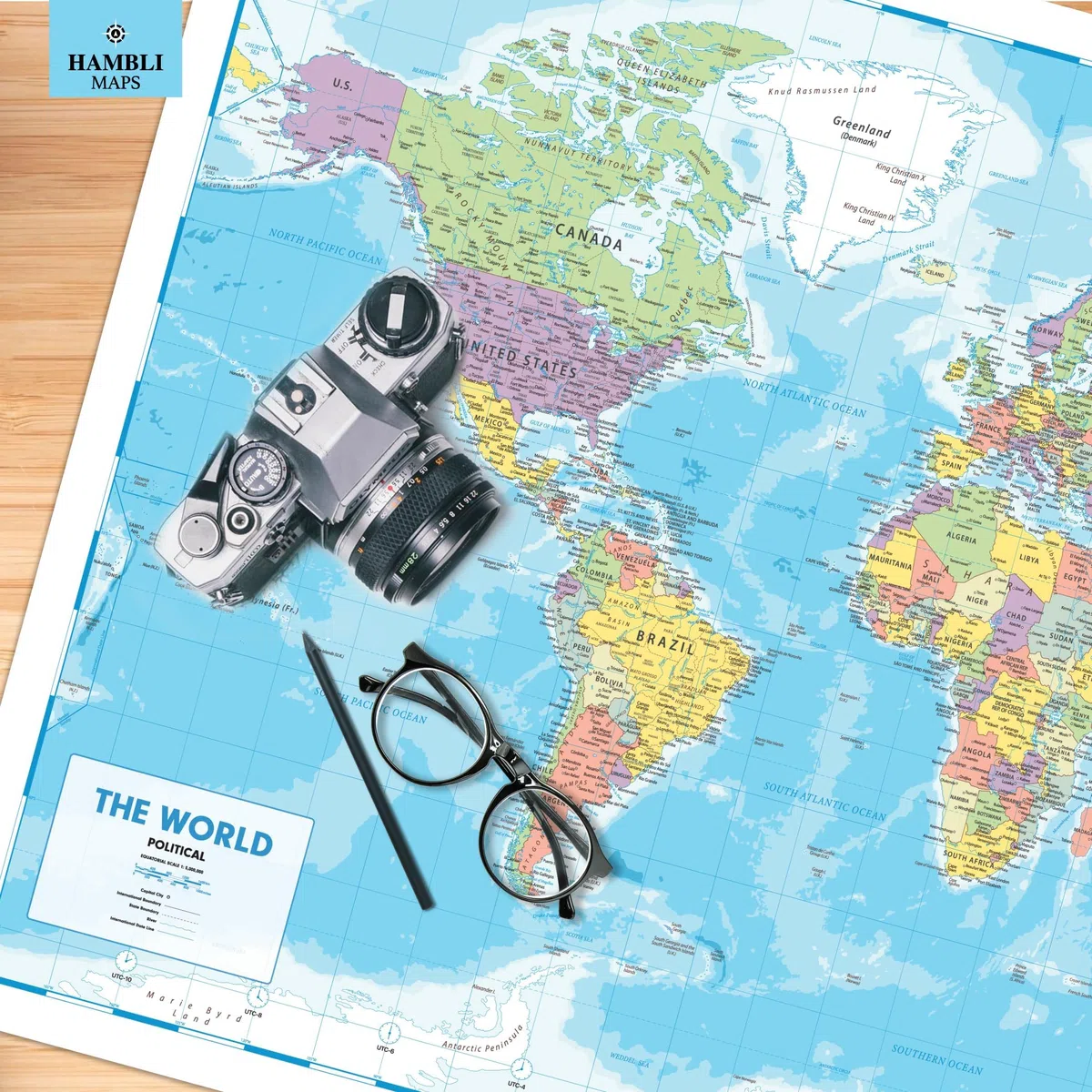 Póster de mapa del mundo para pared, 84 x 60 cm, mapa grande del Atlas del mundo para pared, regalo para aula o geografía