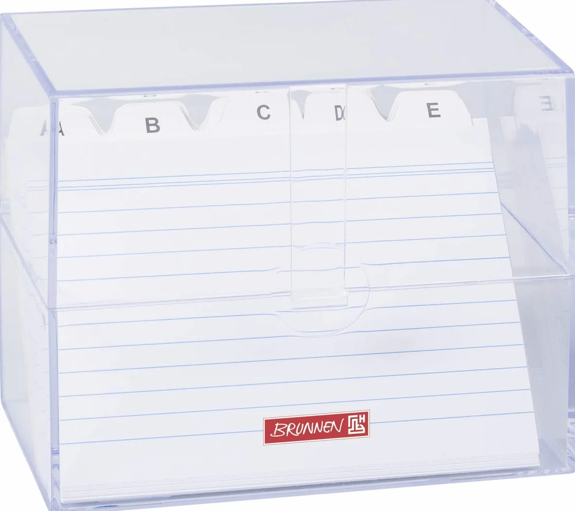 Brunnen 1020560 - Caja para fichas (poliestireno, 16,1 x 13,7 x 8,5 cm), transparente