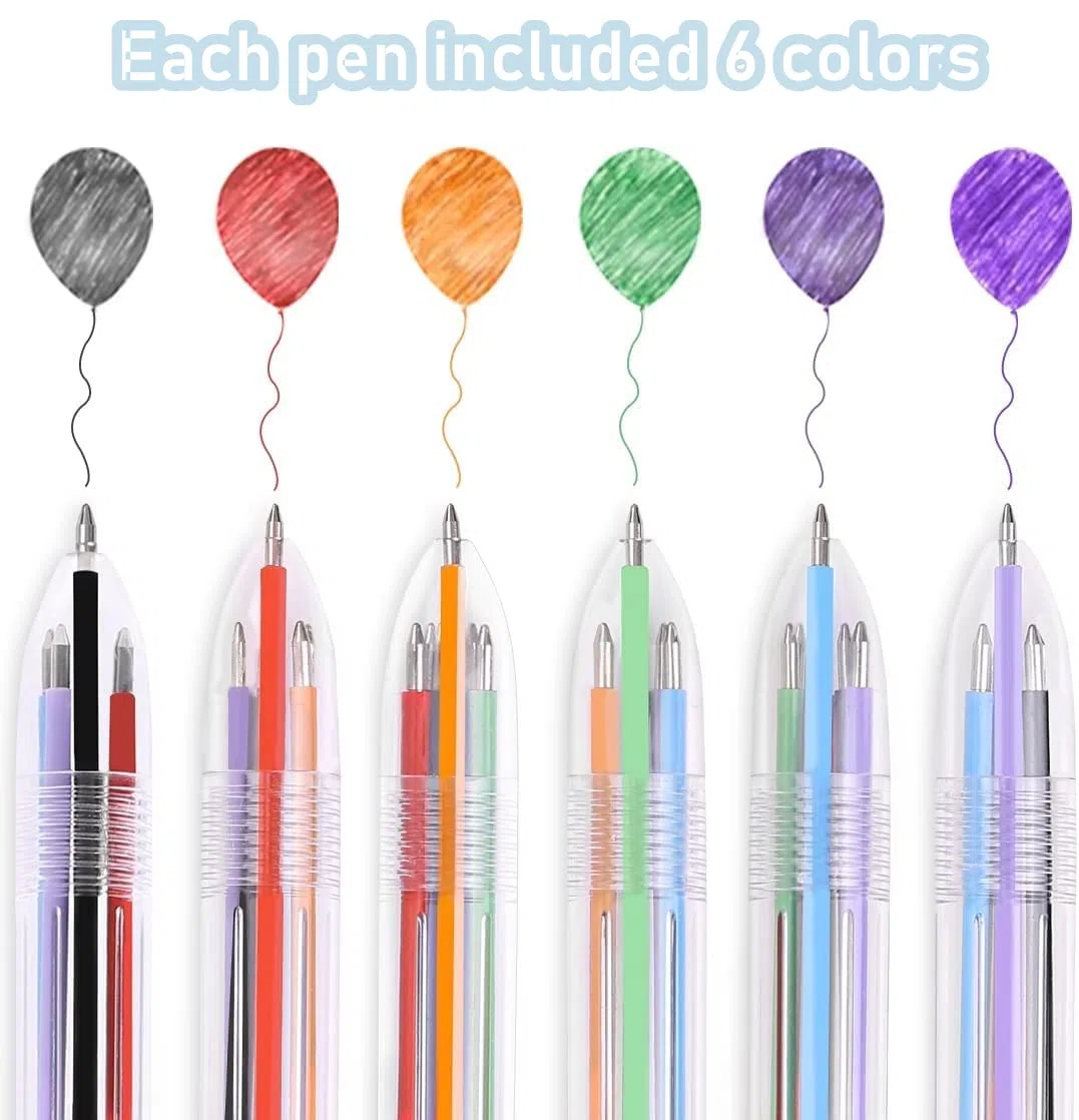 KAHEIGN 30 Piezas Pluma Lanzadera, 6 en 1 Bolígrafo Multicolor 0,5mm Bolígrafo Barril Transparente 14CM Bolígrafos Retráctiles para Escuela de Oficina Estudiantes Niños Regalo