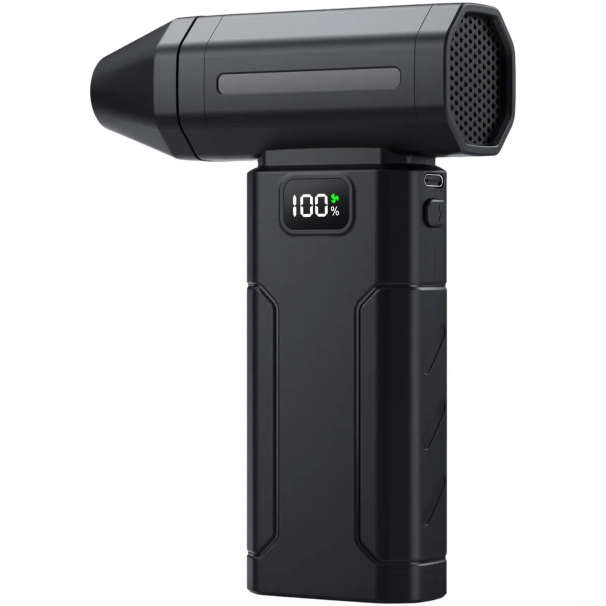 Ventilador de turbina portátil de alta velocidad con ajustes ajustables de 5 velocidades y modo turbo, batería recargable de 6000 mAh para 3-6 horas de uso, luz LED integrada (negro)