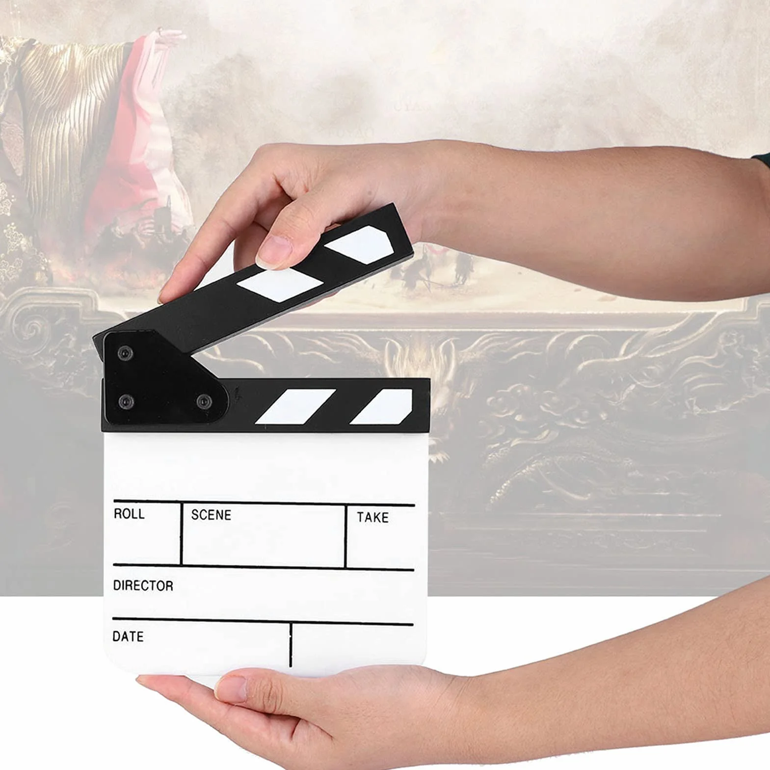 Claqueta, 15 X 16,5 X 5 Cm Mini Acrílico Director Profesional Claqueta Ruidosa Corte de Película Prop Tablero de Aplausos para Accesorios de Disparo/Publicidad /(Pizarra blanca y negra PAV1BWE3S)