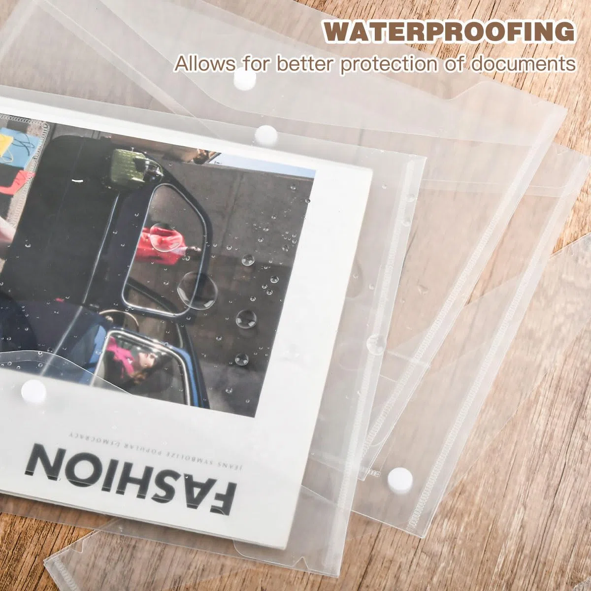 36 Transparente Bolsillos Para Documentos, Portadocumentos Plastico A4 con Botones, Folders Transparentes A4 para La Escuela y Material de Oficina, Carpeta con Transparentes