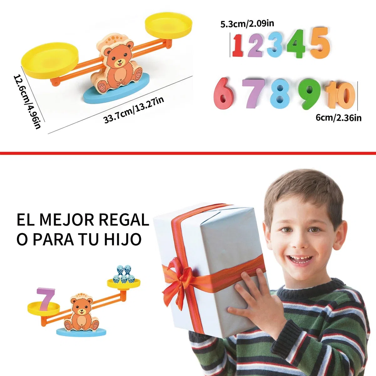 Juguetes Montessori 3 4 5 Años, Balanza Matemática, Juguete de Madera, Juguetes Educativos, Montessori 3 Años, Regalo Niño Niña 3–5 Años