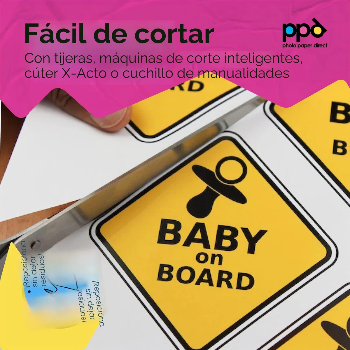 PPD Inkjet - A4 x 20 Pegatinas de Vinilo Autoadhesivo Brillante Imprimible de Grado Comercial - Calidad Fotográfica y A Prueba de Desgarro - Para Impresora de Inyección de Tinta - PPD-36-20