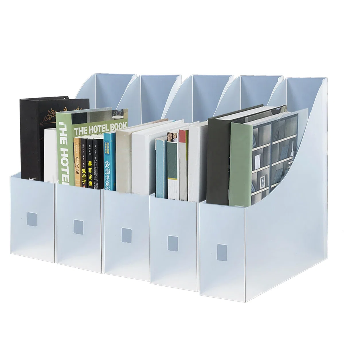5 Piezas Revistero Archivadores de Plástico, Titular de Archivos de Revistas, Archivador de Plástico Blanco, para Escritorio, Archivo y Almacenamiento (Transparente)