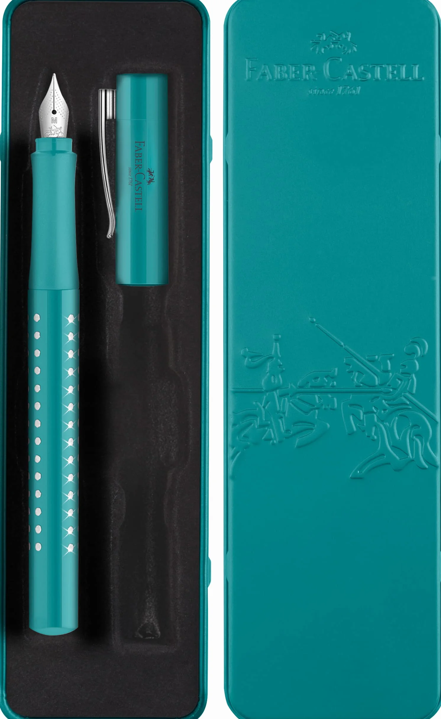 Faber-Castell 201516 - Pluma estilográfica Sparkle, ancho de plumín M, Océano, en estuche de regalo