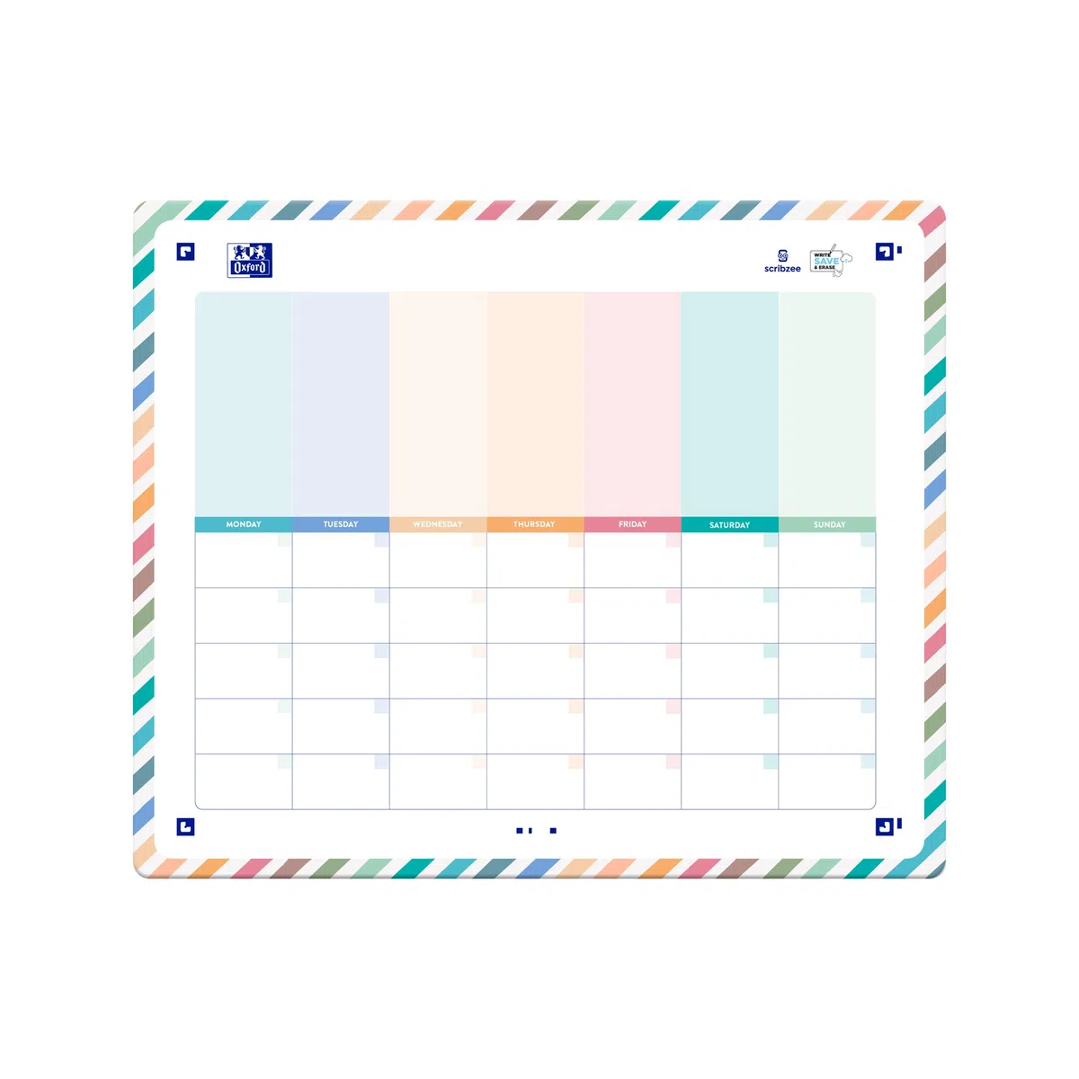 Oxford Planificador Semanal/Mensual Magnético con 3 Rotuladores y Set de Imanes, Colección Colorblock