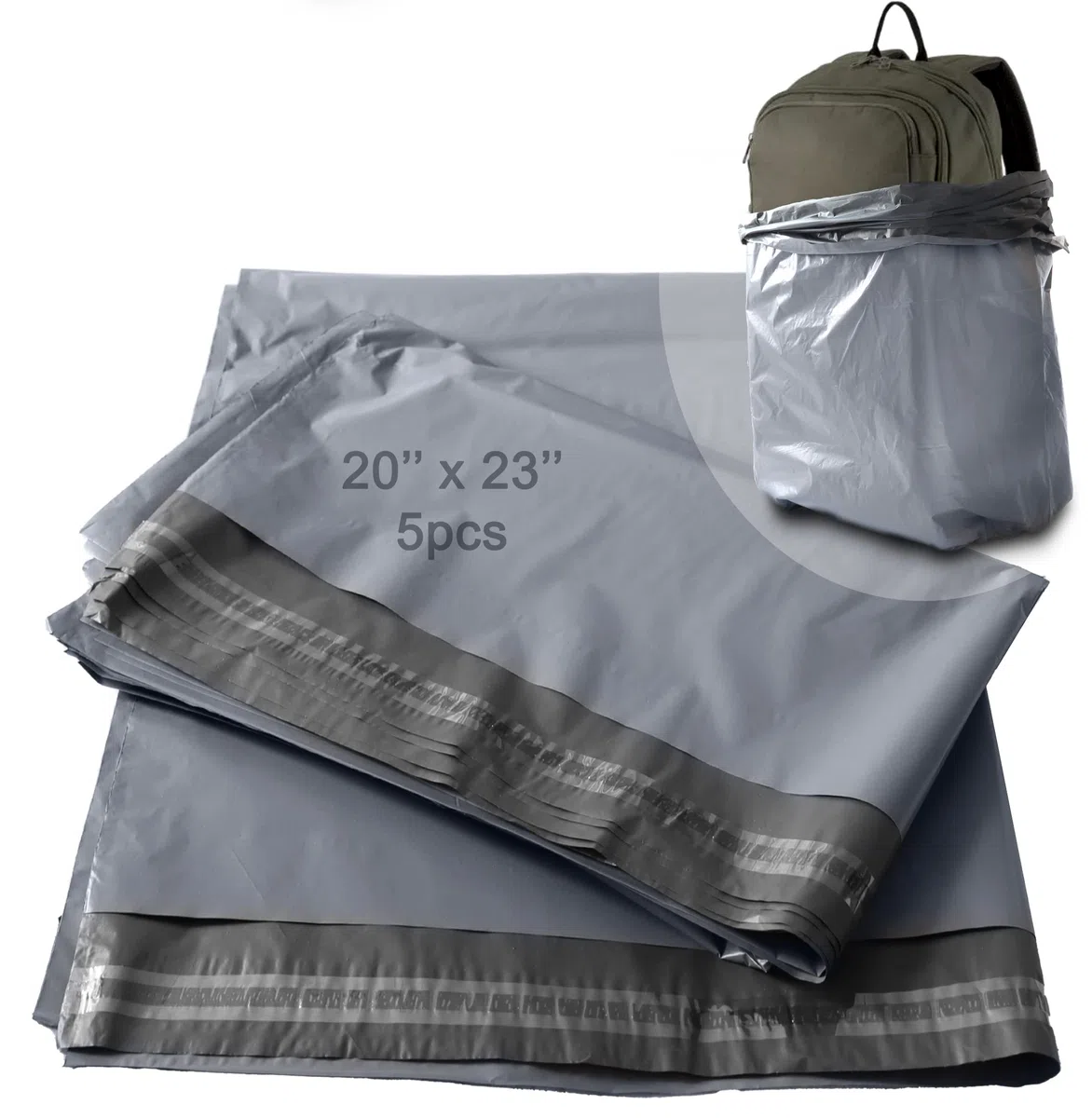 Bolsa grande de plástico autosellada, 520 x 590 mm + 40 mm, sobres de envío gris extrafuerte, bolsa de correo resistente de plástico fuerte