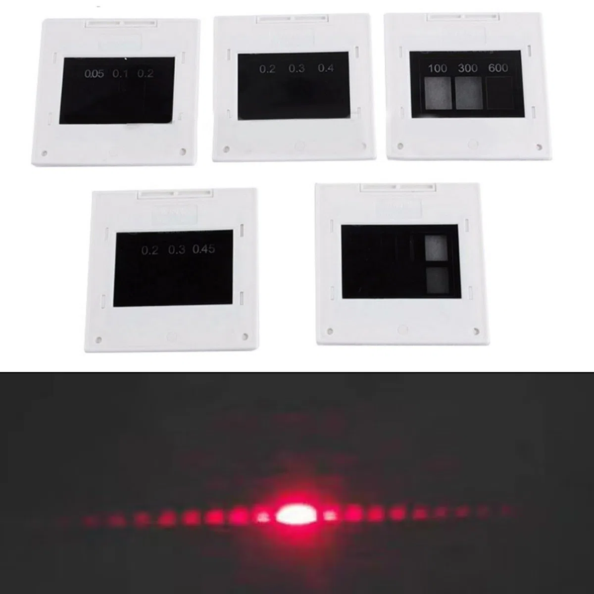 Juego de rejillas de difracción óptica, 5 piezas, doble triple rendija circular, kit de experimento de física, herramienta educativa para estudio de ondas de luz