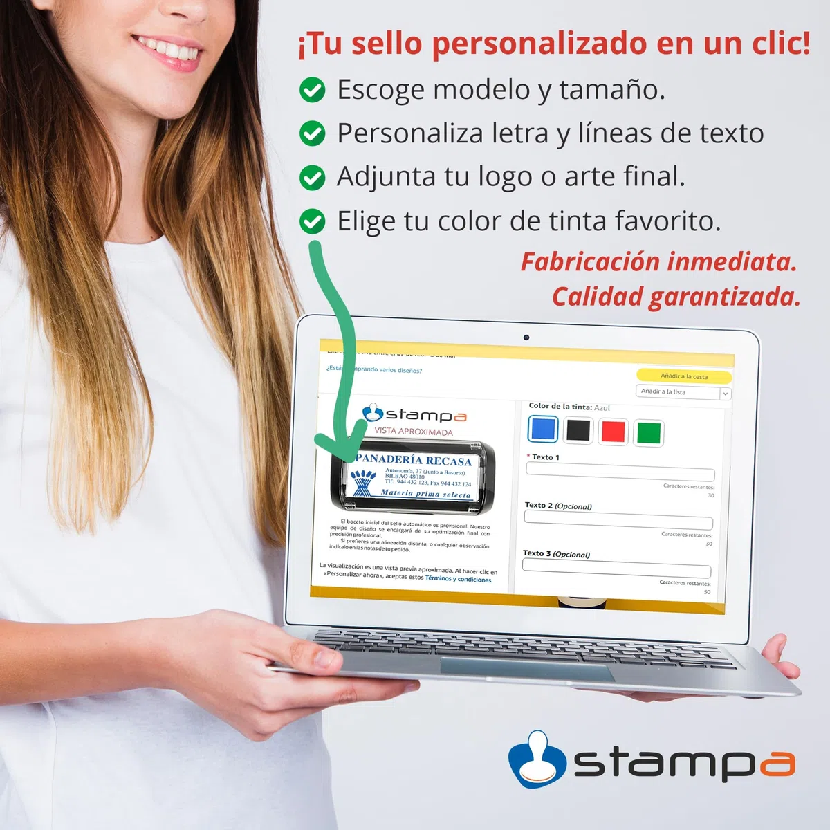 Trodat Ideal 4924 SELLO PERSONALIZADO Cuadrado (40x40 mm) - Sellos de Caucho Personalizados Automáticos con Logo - Cuño Personalizado para Empresas, Bodas y Logotipos Circulares - STAMPA