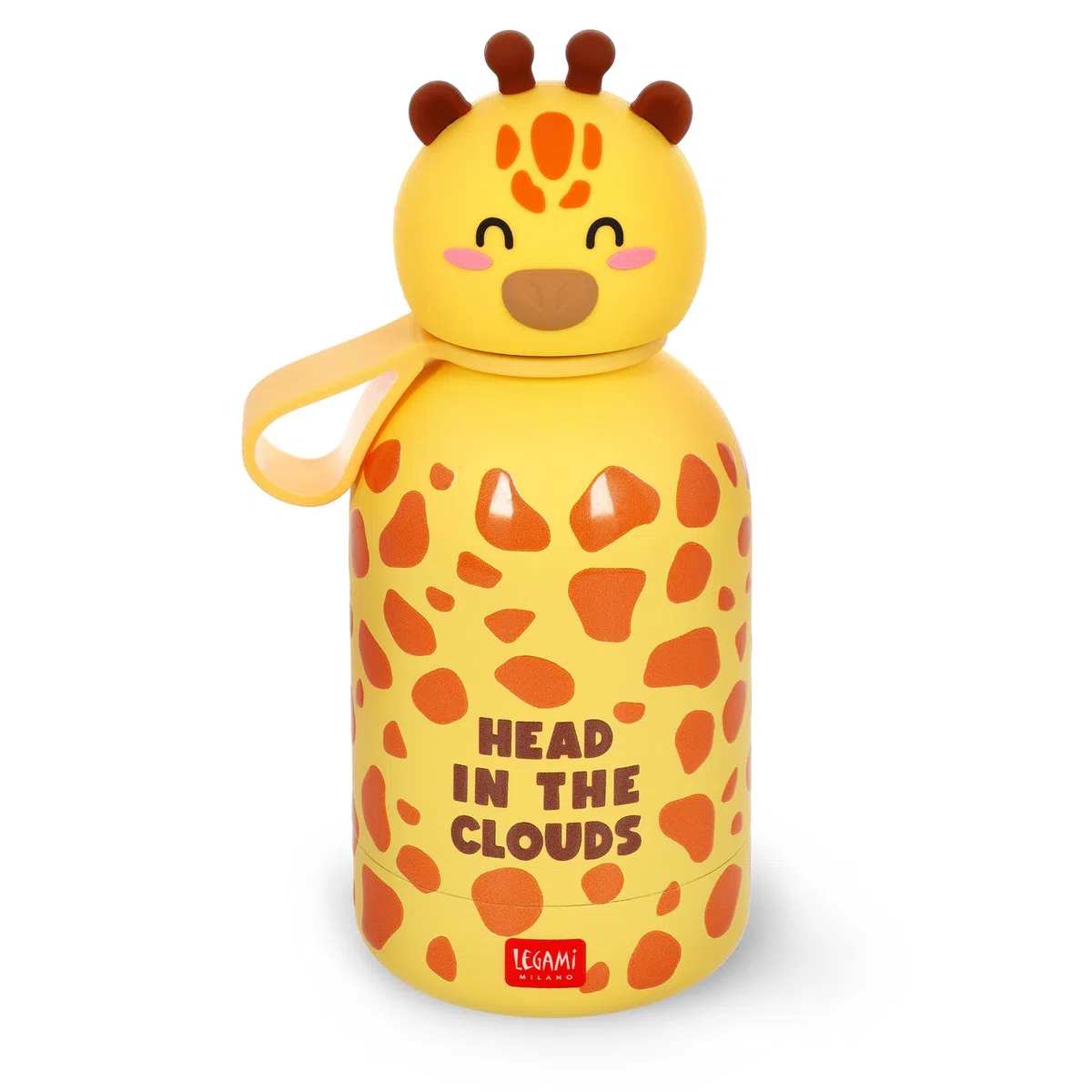 Legami - Botella de agua para niños Hot&Cold BFF, Giraffe, doble capa de acero inoxidable 18/8 con cierre hermético, se mantiene caliente durante 12 h y fría durante 24 h, capacidad 310 ml