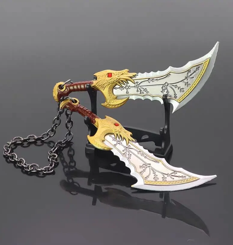 Abrecartas de las hojas del Kaos del guerrero de los dioses - Par de metal de 15 cm cada espada - Stand de exposición incluido