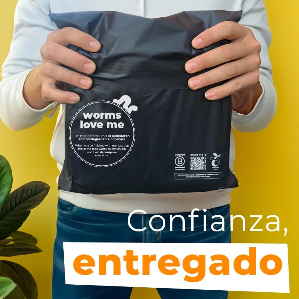 Juego de 25 bolsas de envío compostables | Bolsas de envío certificadas como neutras en carbono | Tamaño: 30 x 40 cm | Simplelifeco