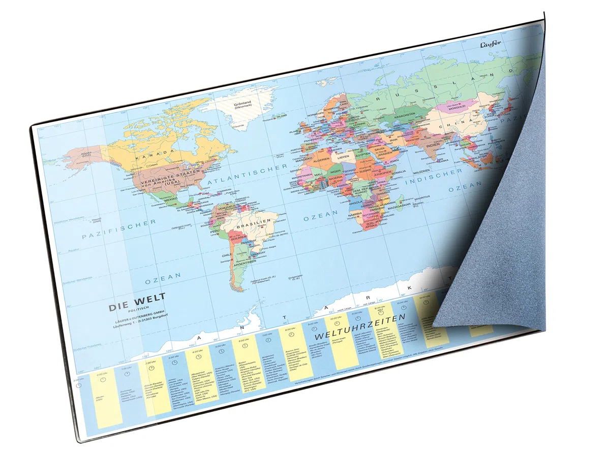 Läufer 45351 - Superficie para escribir con mapa del mundo.40 x 53 cm