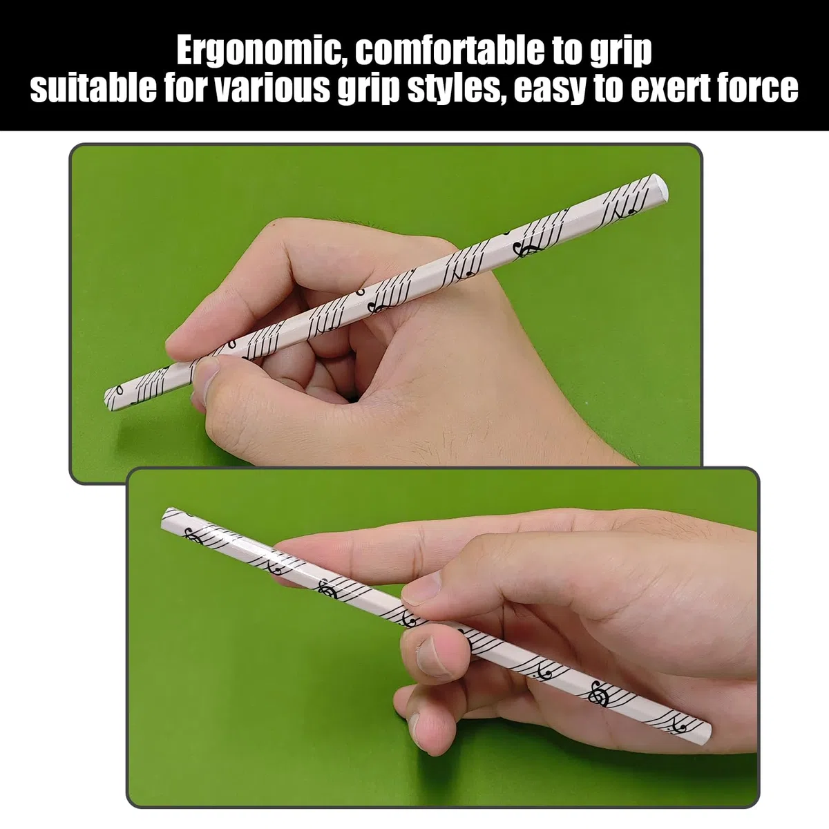 6 Lápices De Notas Musicales, Lápices De Pintura Creativos, Lisos Y Duraderos, Regalos para Recompensar A Los Estudiantes, Papelería Escolar(Blanco Y Negro).