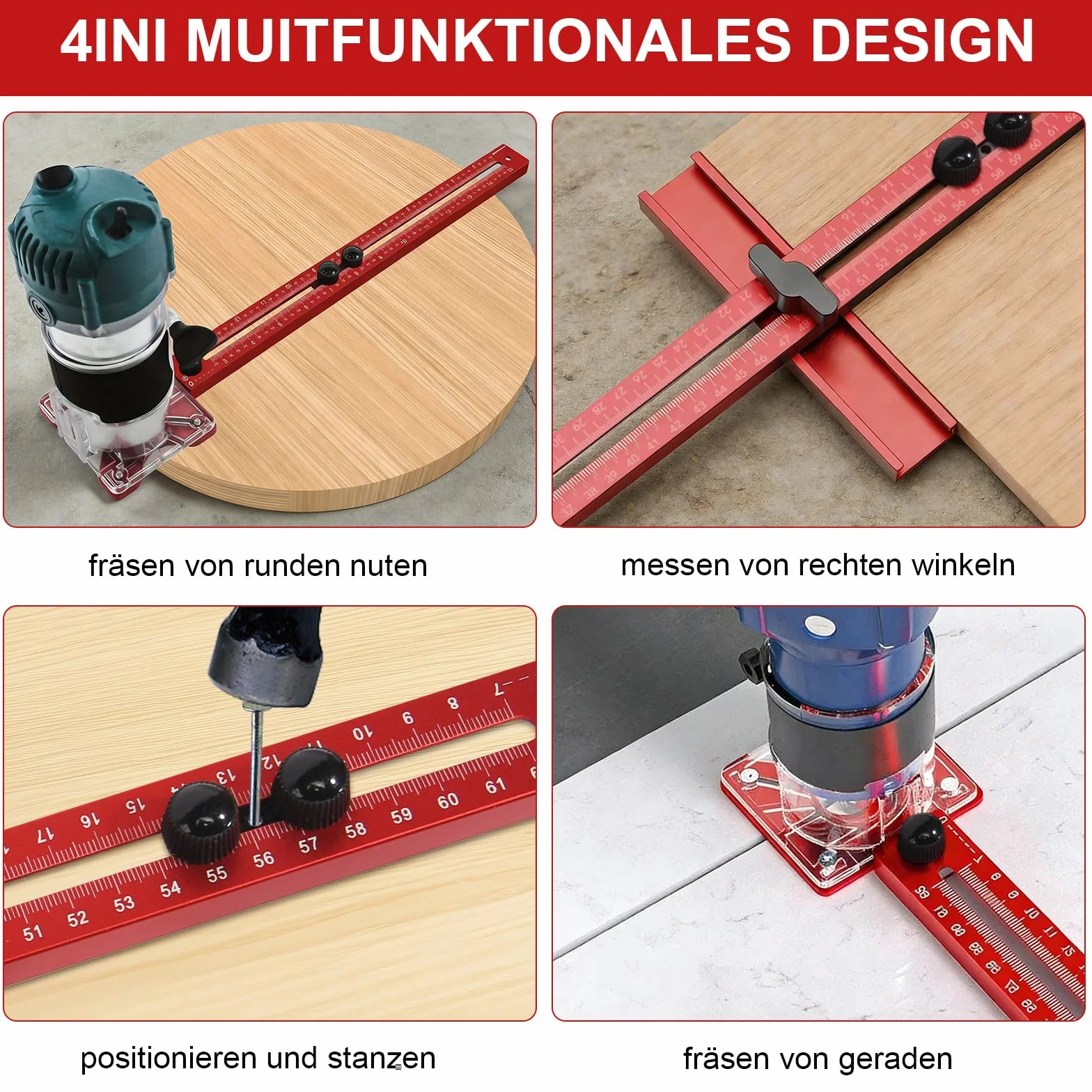 Compás de fresado de aluminio ajustable, plantilla de fresado métrico, accesorios para fresadora superior, plantillas de fresado para fresadoras superiores, placa de fresado para círculos y rectas