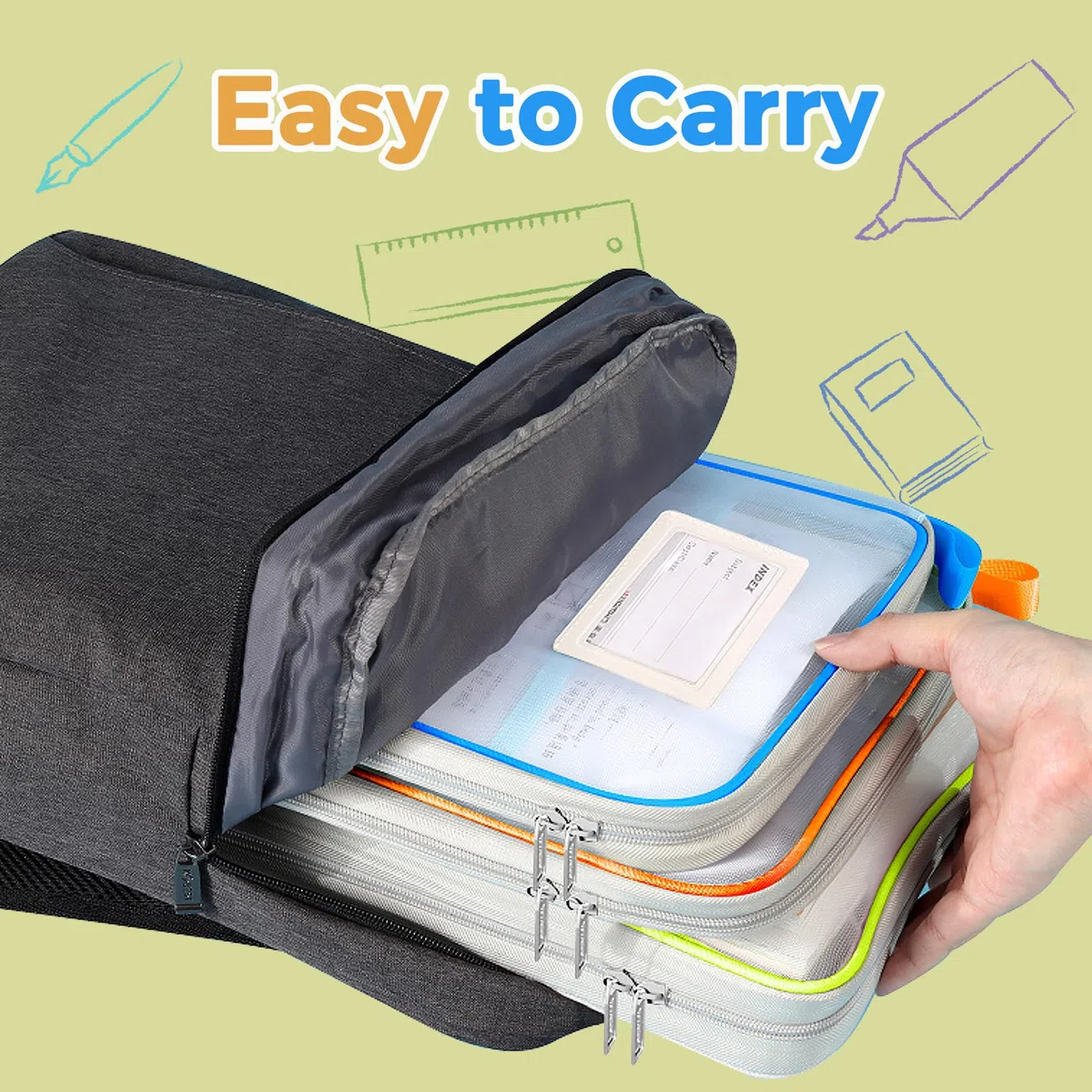 Bolsa de malla para documentos Lefancy de nylon con cierre, tamaño A4, para viajes, estudiantes, tareas, suministros de oficina, azul