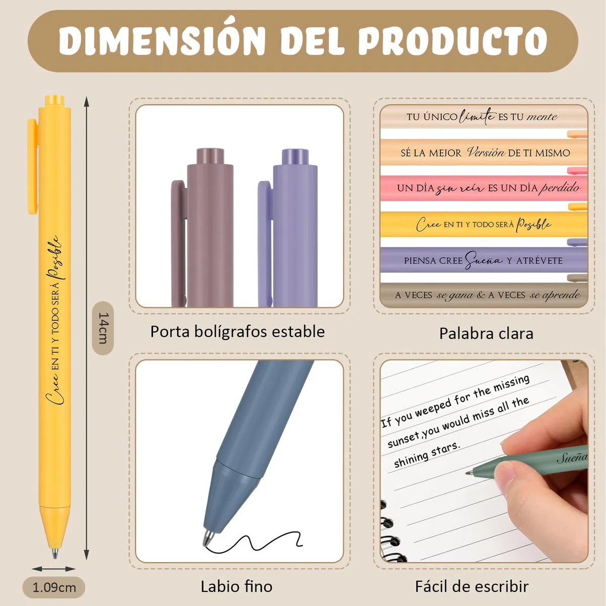 Tenare 24 Piezas Bolígrafos Inspiradores en Español Bolígrafos de Bola Retráctiles con Citas Motivacionales Bolis Bonitos Regalos para Alumnos Navidad Compañero Trabajo Oficina Escuela Fin de Curso