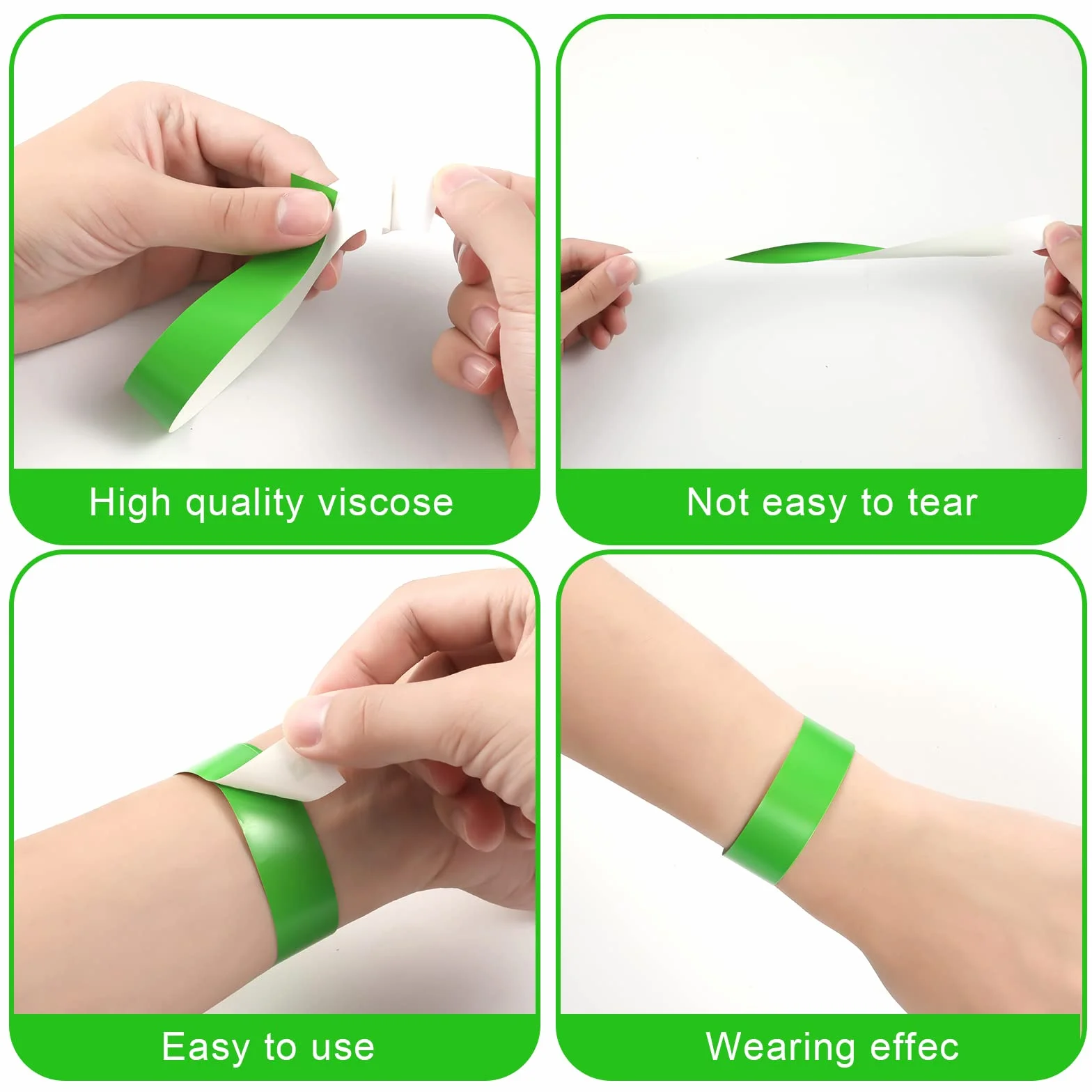 KINBOM 300 Piezas Pulseras de Neón, Impermeables Pulseras de Papel para Eventos Pulseras de Fiesta Discoteca para Festivales de Música Conciertos Ferias de Educación Física (Verde, Amarillo, Azul)