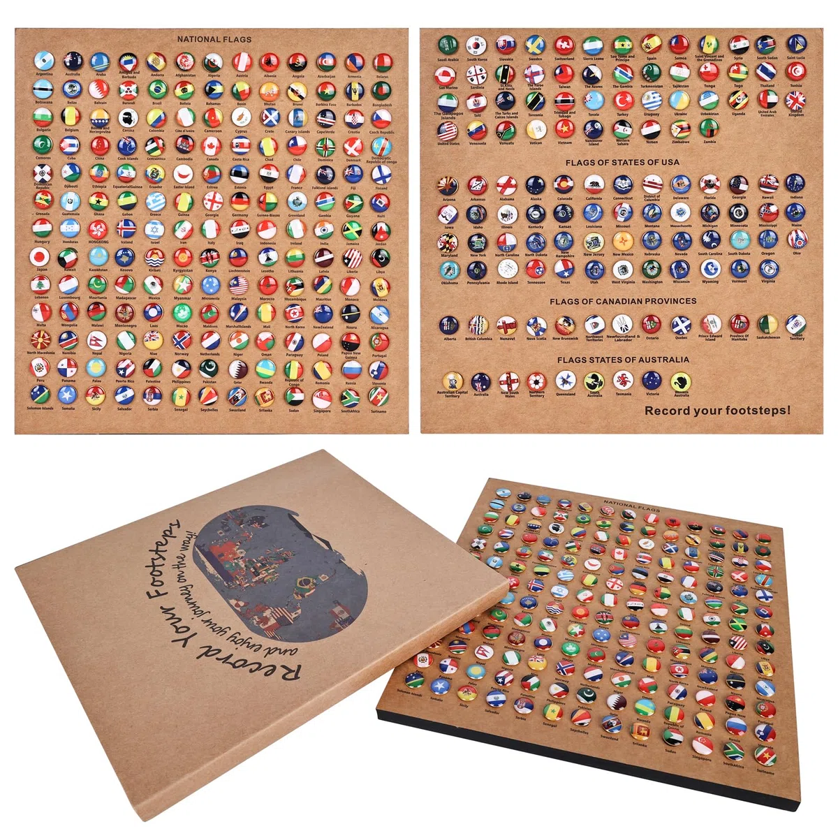 Chinches Bandera Nacional de 291 piezas - Pines decorativos País Tarjeta con placas de corcho - Metal Pines creativos para tablero de instrumentos DIY