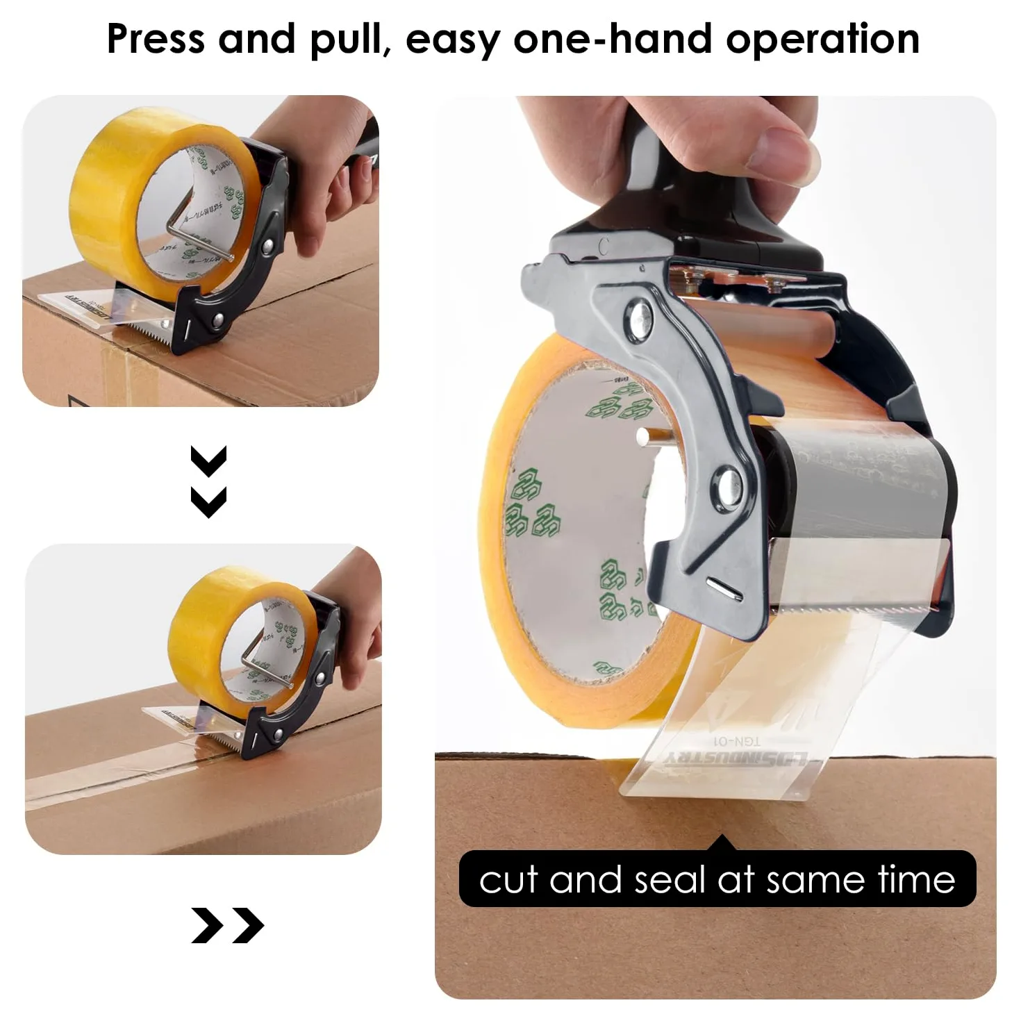Rapid-Replace - Pistola dispensadora de cinta de embalaje con cinta y hoja extra, 2 pulgadas (50 mm), ligera, ergonómica, industrial, resistente, para cartón, embalaje y sellado de cajas,