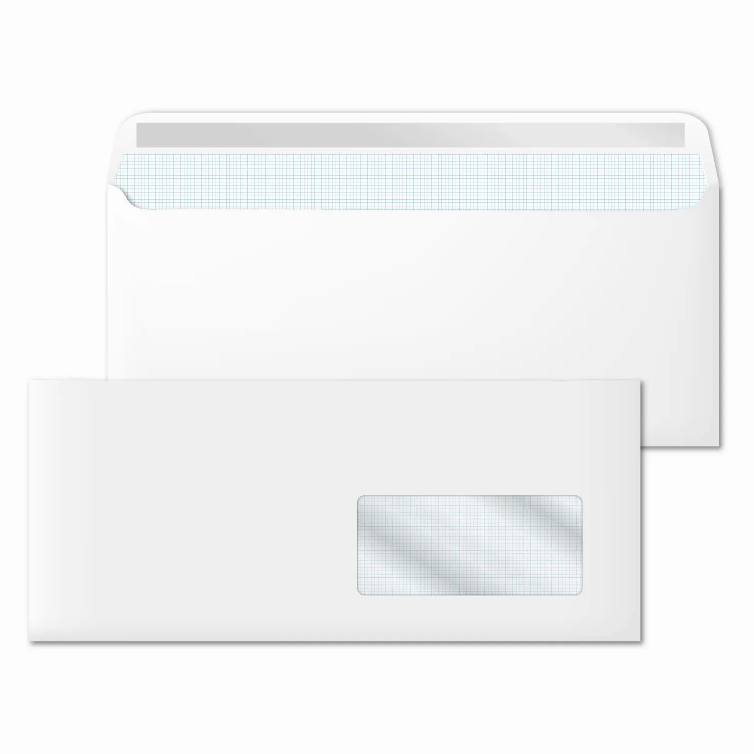 Sobres de papel blanco americano, sobres DL (115 x 225 mm) con ventana derecha, sobres de papel blanco para cartas, sobres de papel de 90 g/m2, cierre autoadhesivo - Ofituria (100 unidades)