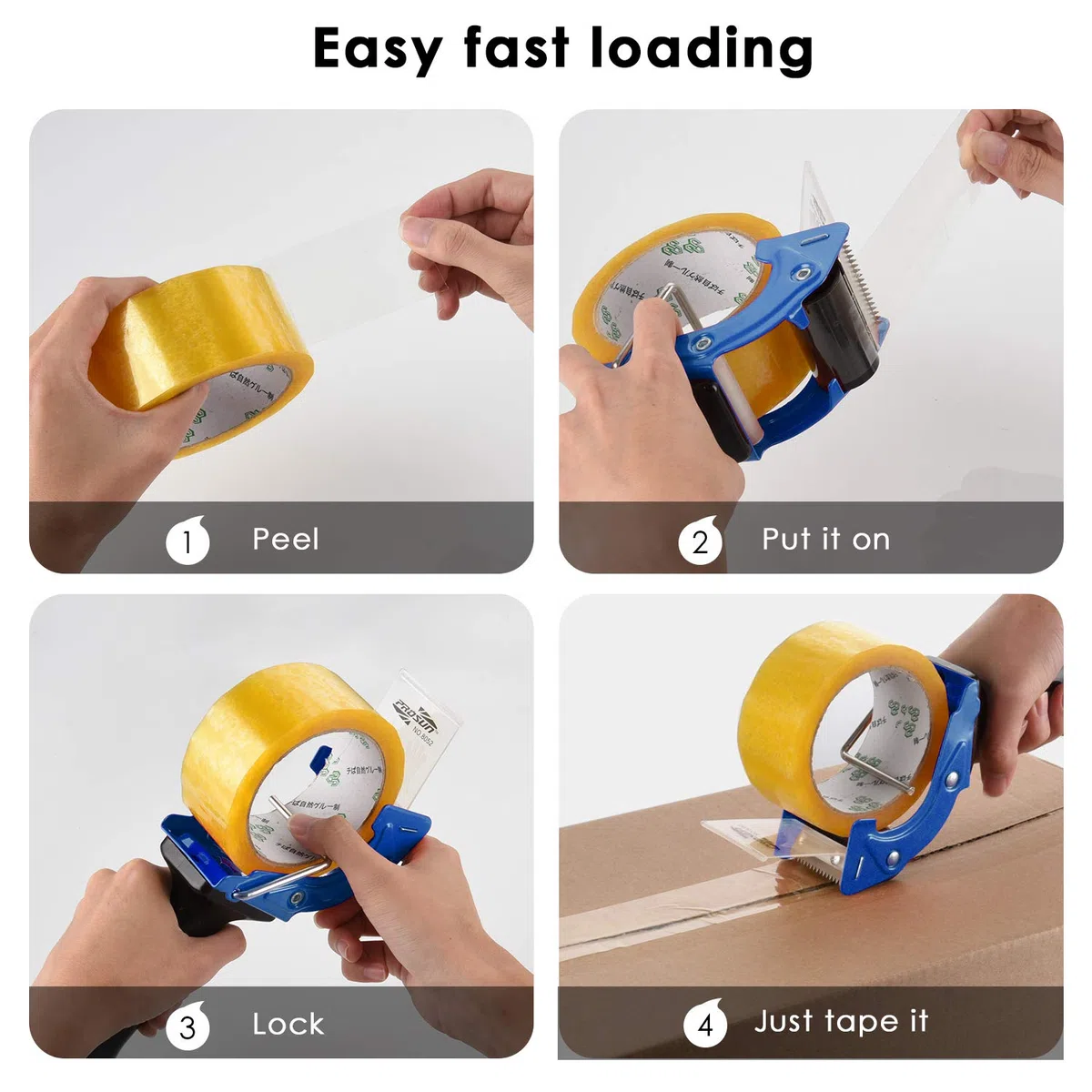 Dispensadores de Cinta Adhesiva con Mango Ergonómico, 50mm Dispensador de Cinta para Fácil Utilización en Trabajos de Empaquetado, Azul