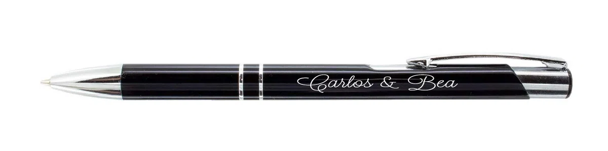 regalo grabado - 15 Bolígrafos Personalizados Metálicos | Grabado de Texto 2 Líneas o Logo | Regalo para Invitados Boda, Comunión, Bautizo, Cumpleaños y Eventos |Bolígrafos Empresas | Unidades (15)