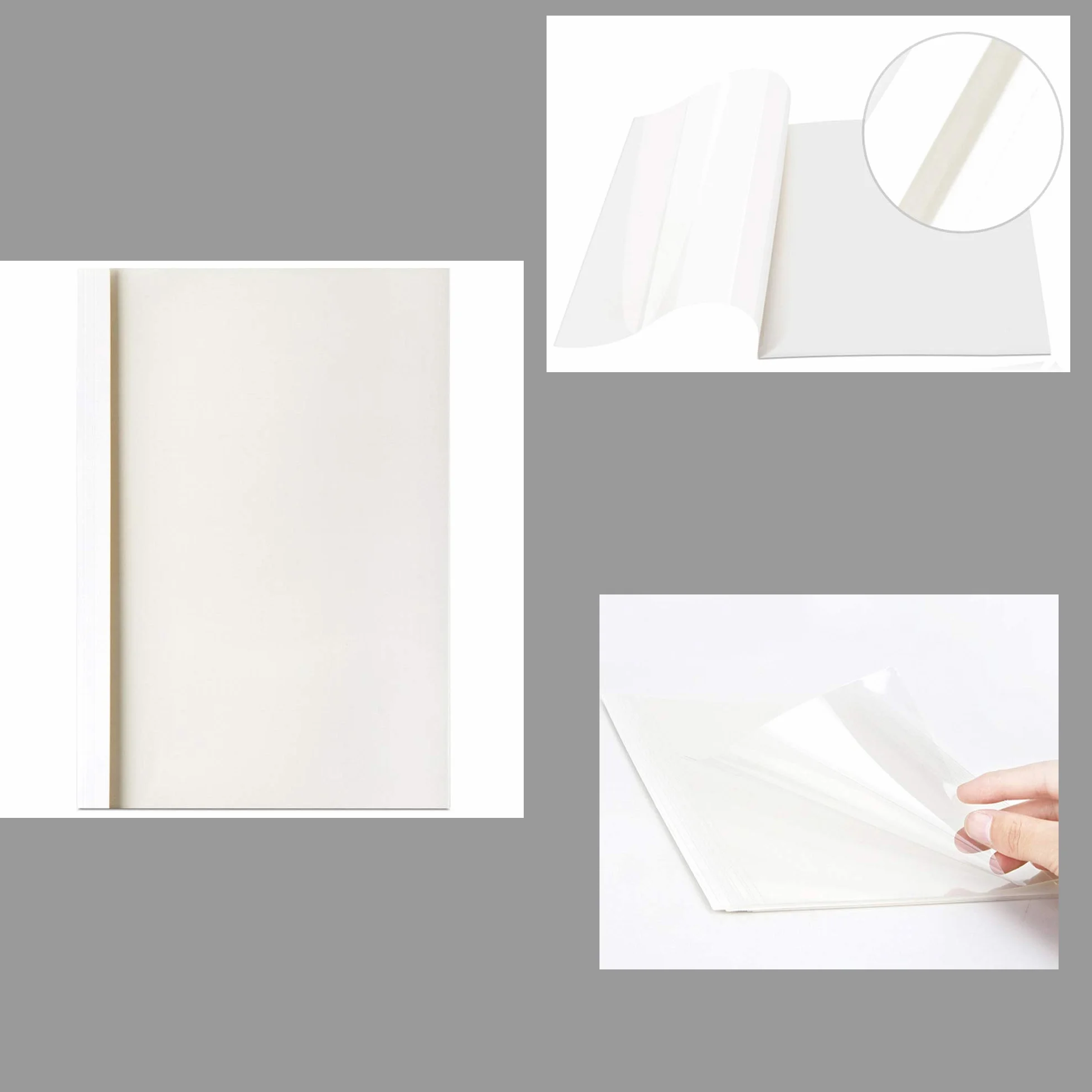 TUKA 20x A4 Carpetas Térmicas de 6 mm (Capacidad 60 Hojas), Fundas para Encuadernación Térmicas, Frente Transparente, Cubierta de Encuadernación Térmica, Paquete de 20, Blanco, TKD9200-A4-white-20x