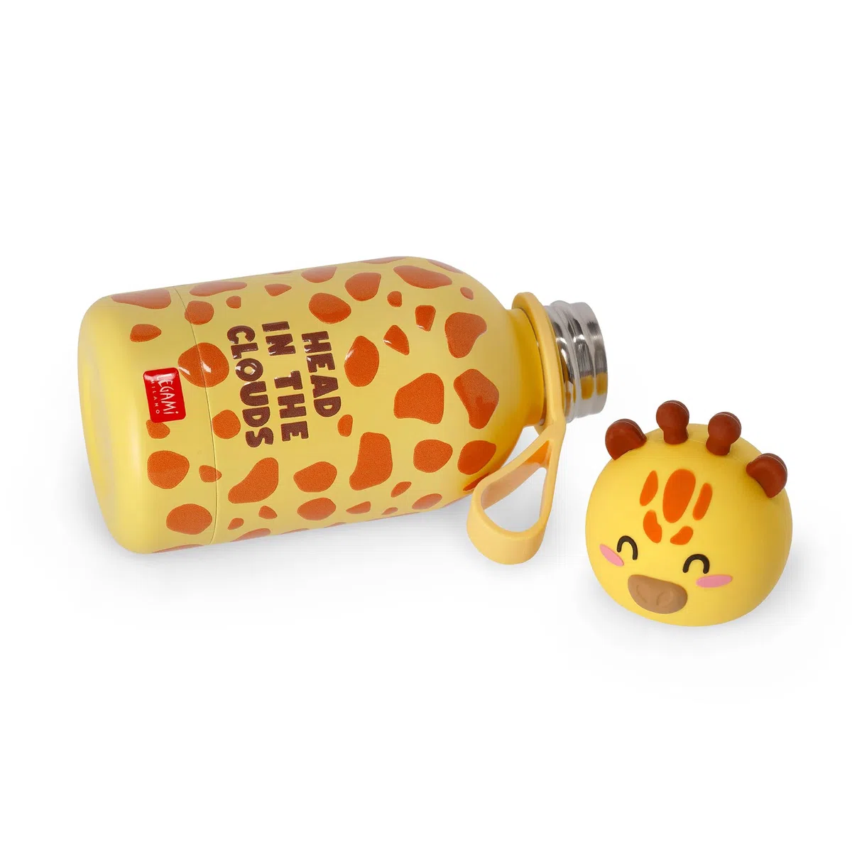 Legami - Botella de agua para niños Hot&Cold BFF, Giraffe, doble capa de acero inoxidable 18/8 con cierre hermético, se mantiene caliente durante 12 h y fría durante 24 h, capacidad 310 ml
