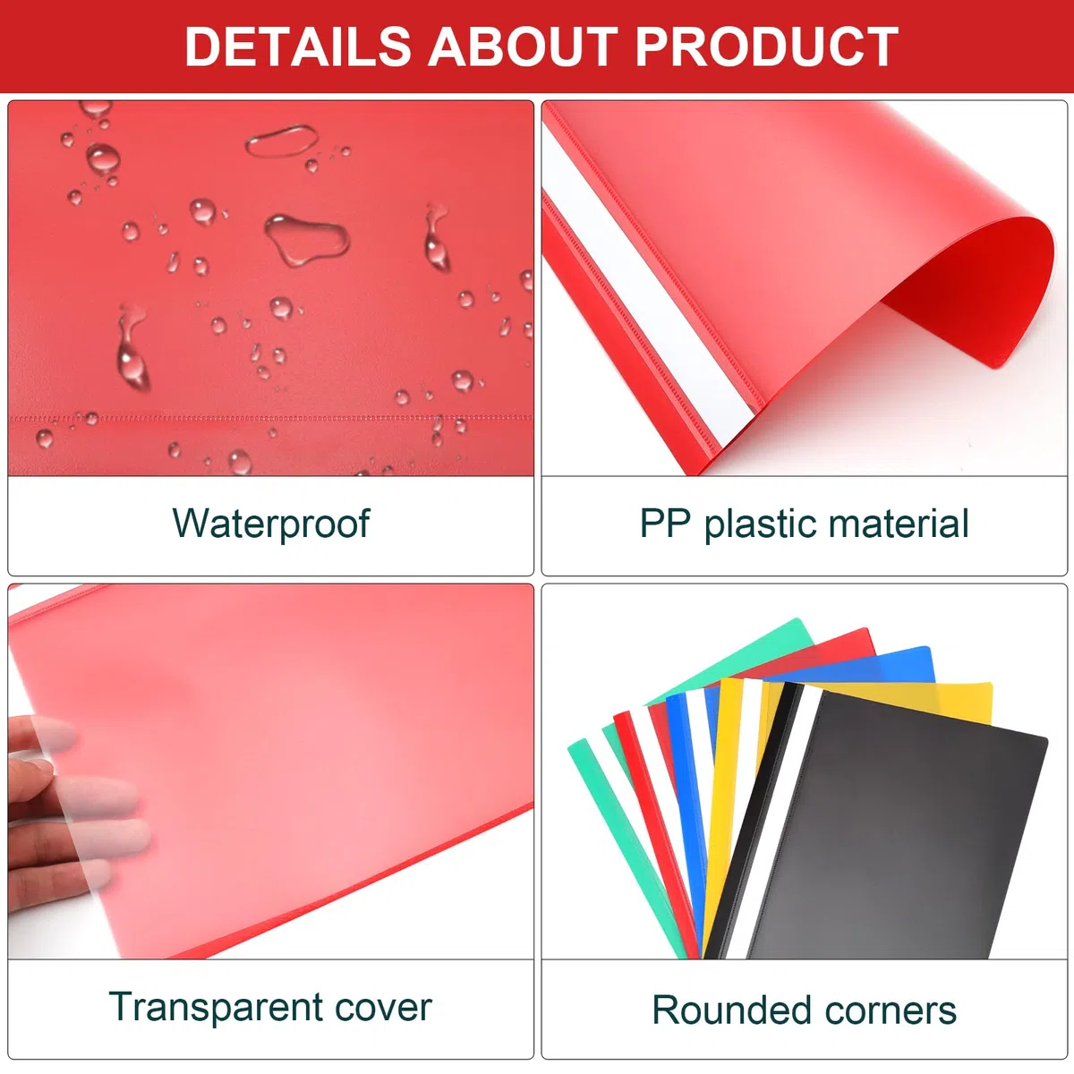 25 carpetas DIN A4 de plástico resistente, coloridas en 5 colores con tapa transparente, para escuela, oficina, estudio y hogar